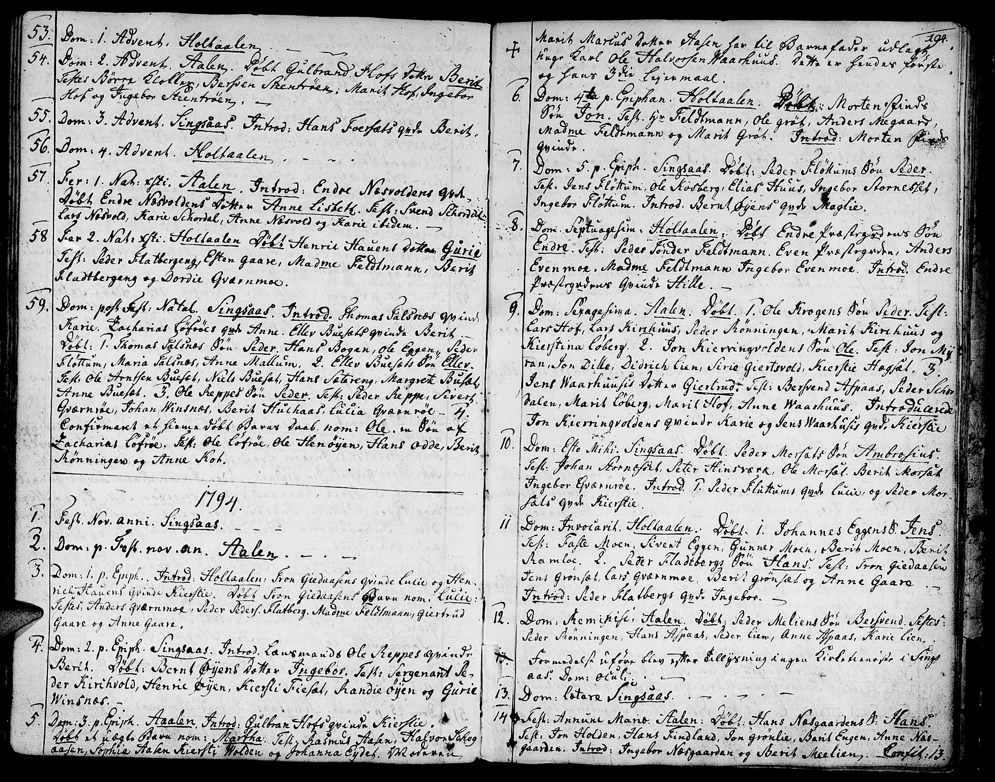 Ministerialprotokoller, klokkerbøker og fødselsregistre - Sør-Trøndelag, SAT/A-1456/685/L0952: Parish register (official) no. 685A01, 1745-1804, p. 194
