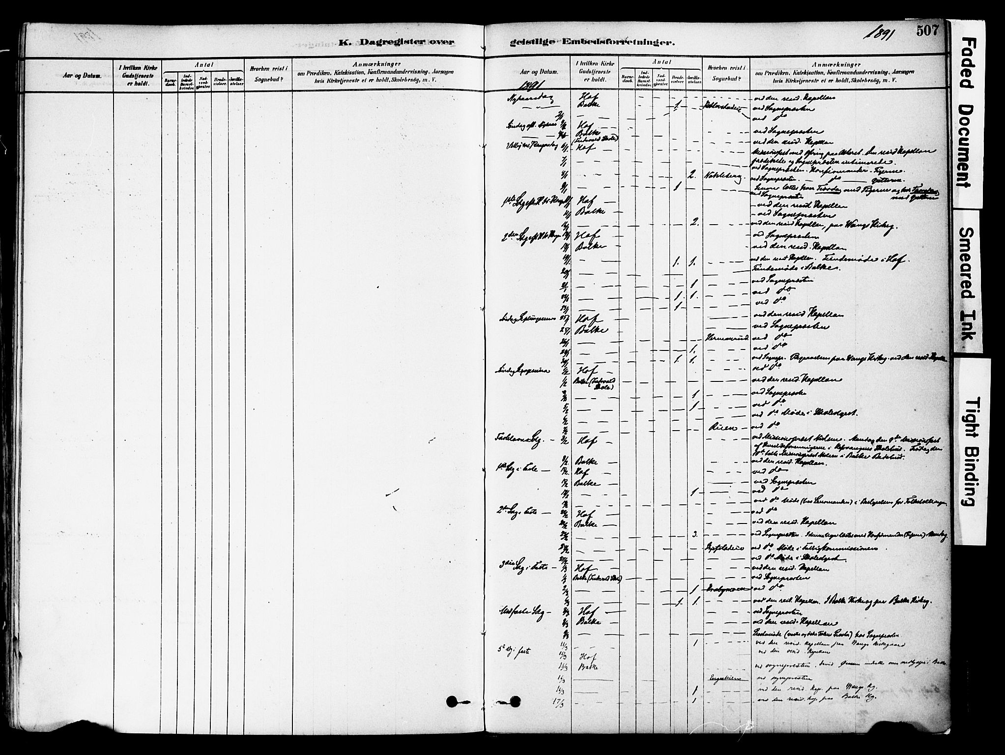 Østre Toten prestekontor, SAH/PREST-104/H/Ha/Haa/L0006: Parish register (official) no. 6 /1, 1878-1896, p. 507
