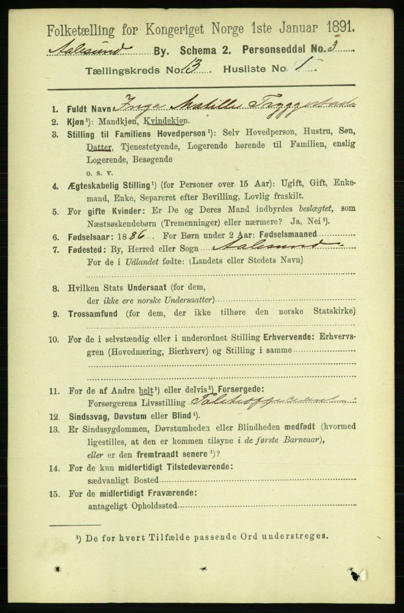 RA, 1891 census for 1501 Ålesund, 1891, p. 7894