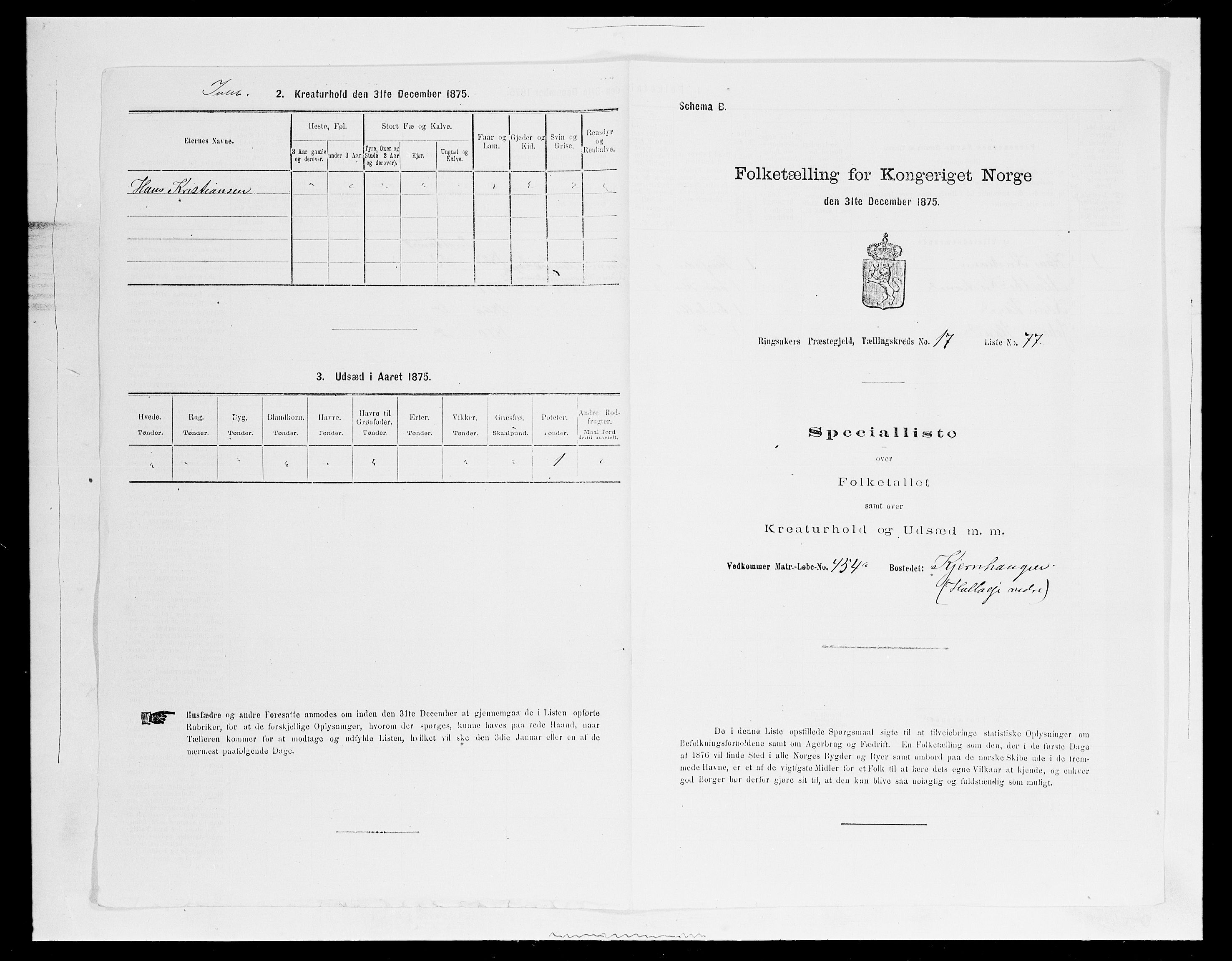 SAH, 1875 census for 0412P Ringsaker, 1875, p. 3547