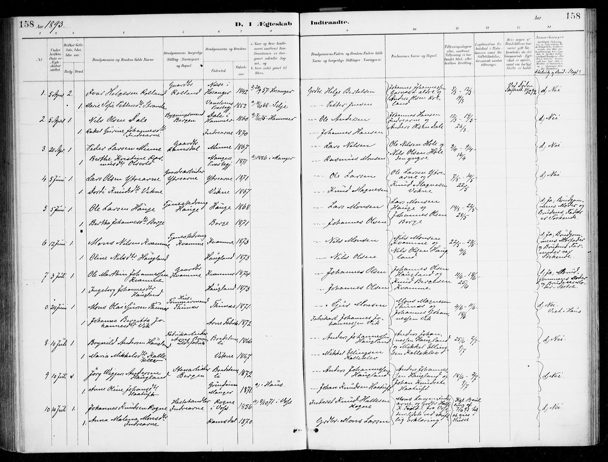 Haus sokneprestembete, SAB/A-75601/H/Haa/Haad/L0001: Parish register (official) no. D 1, 1887-1898, p. 158