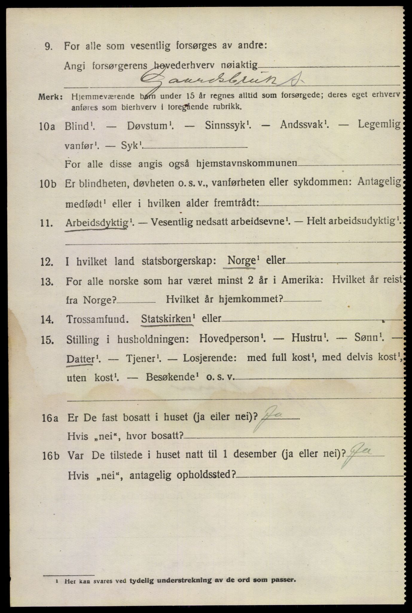 SAKO, 1920 census for Bamble, 1920, p. 10846