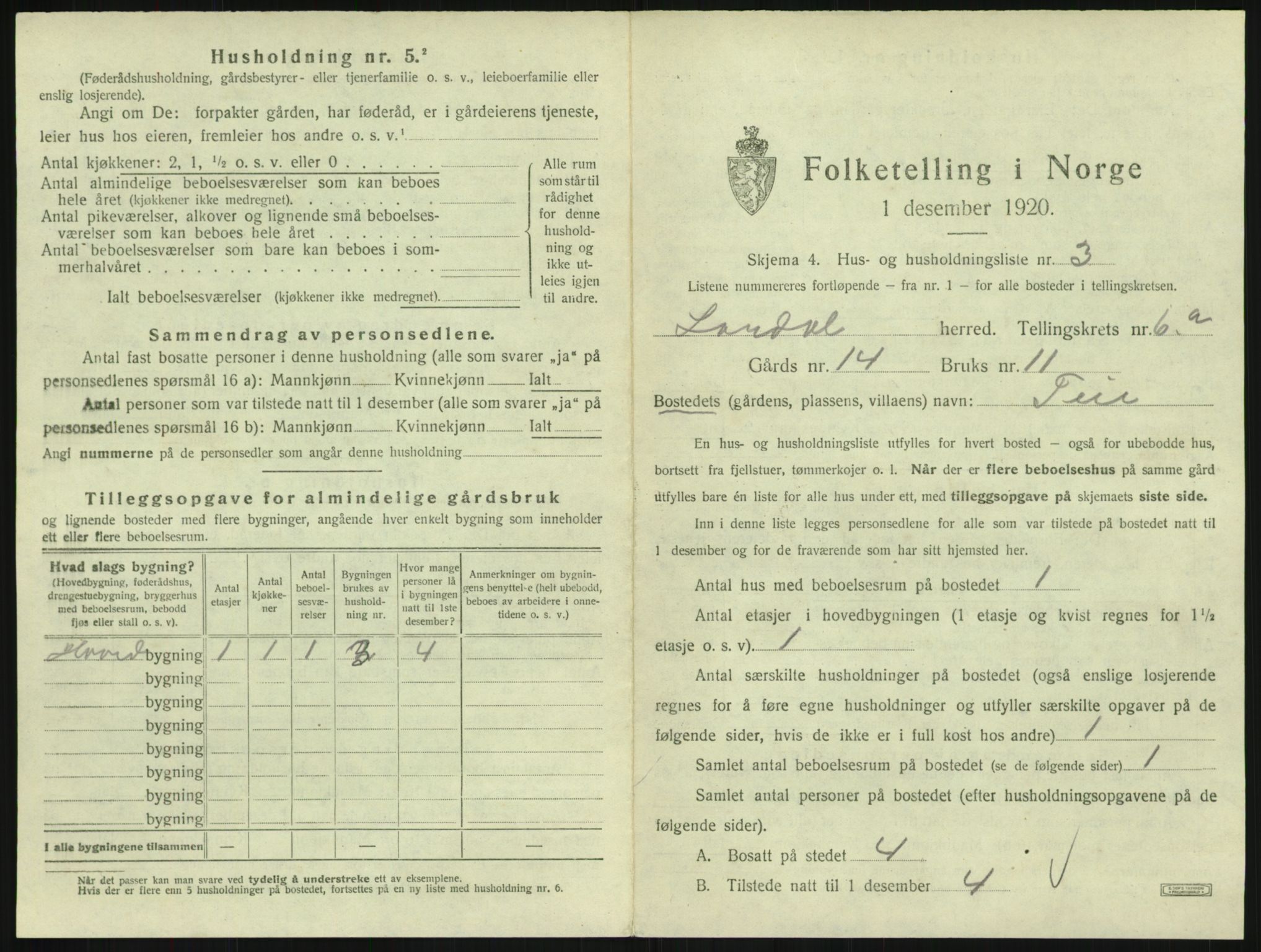SAKO, 1920 census for Lardal, 1920, p. 877