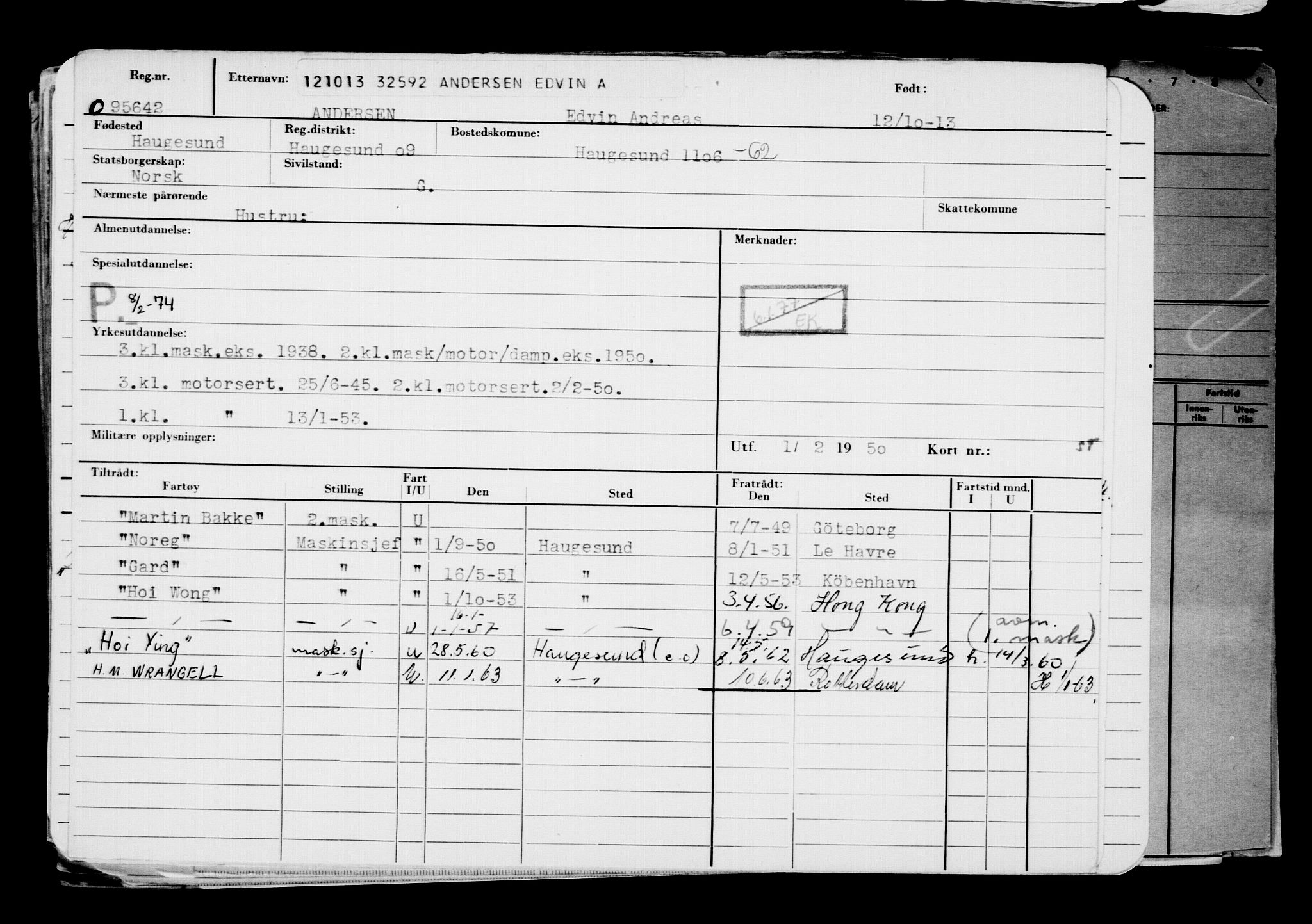 Direktoratet for sjømenn, RA/S-3545/G/Gb/L0116: Hovedkort, 1913, p. 21