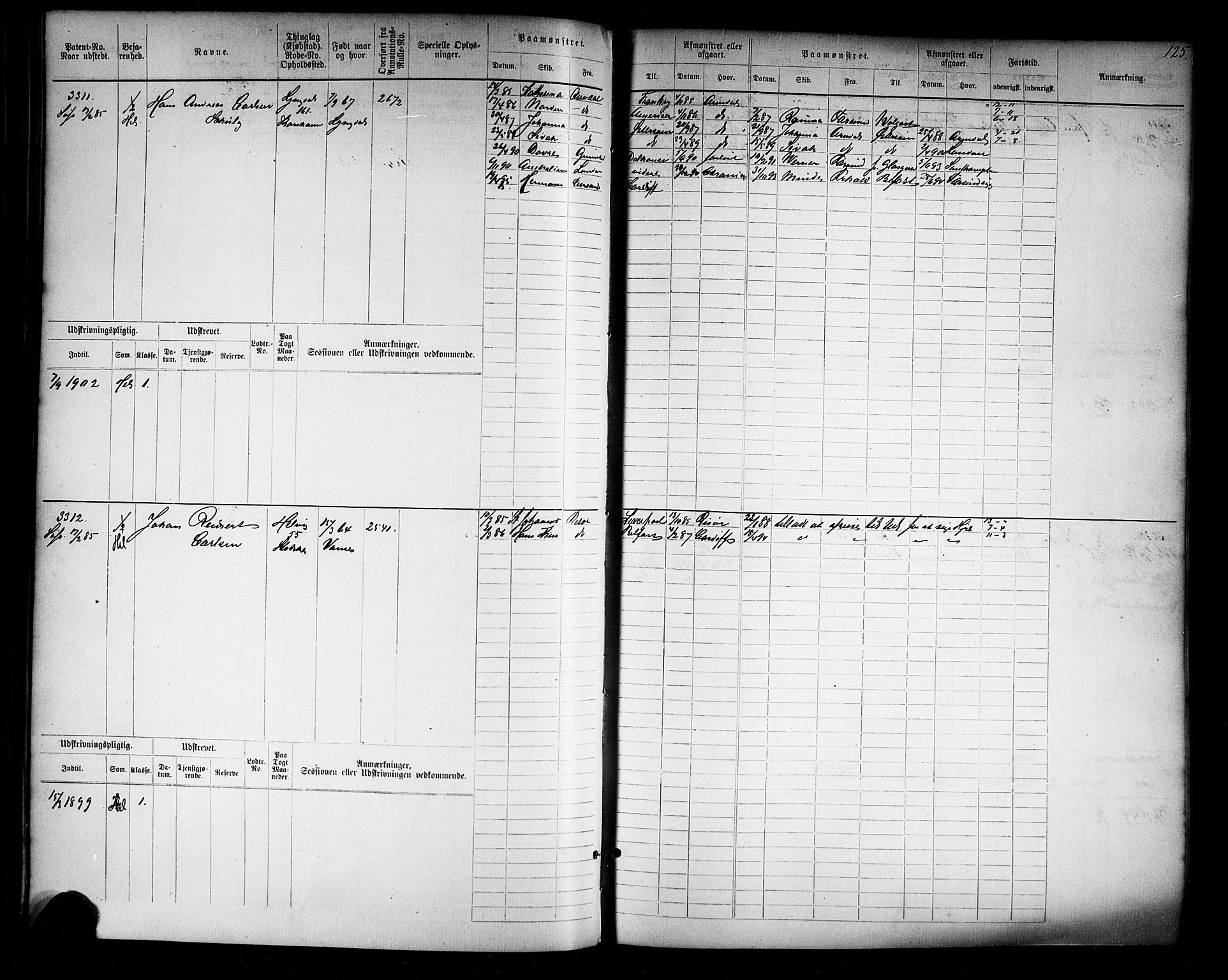 Farsund mønstringskrets, AV/SAK-2031-0017/F/Fb/L0019: Hovedrulle nr 3067-3832, Z-11, 1882-1922, p. 128