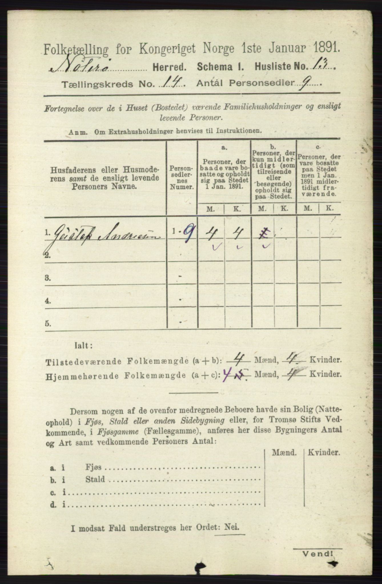 RA, 1891 census for 0722 Nøtterøy, 1891, p. 7524