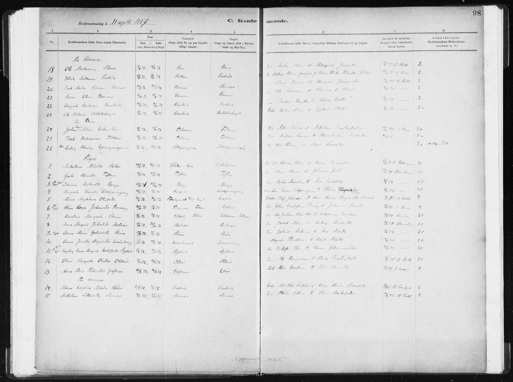 Ministerialprotokoller, klokkerbøker og fødselsregistre - Sør-Trøndelag, SAT/A-1456/634/L0533: Parish register (official) no. 634A09, 1882-1901, p. 98