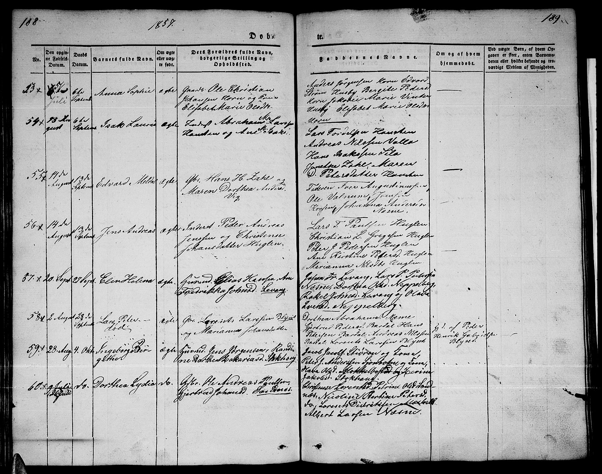 Ministerialprotokoller, klokkerbøker og fødselsregistre - Nordland, SAT/A-1459/838/L0555: Parish register (copy) no. 838C02, 1842-1861, p. 188-189