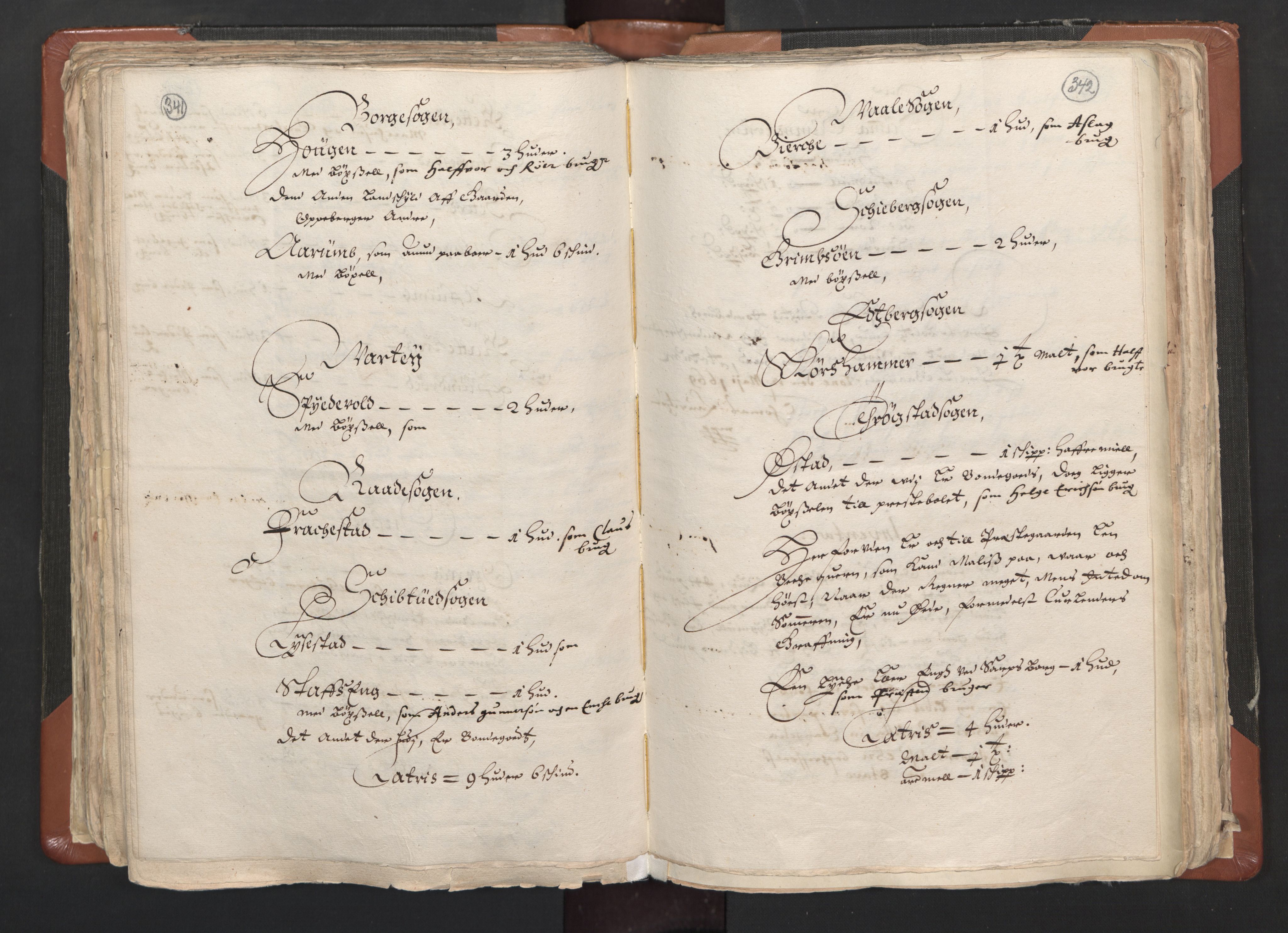 RA, Vicar's Census 1664-1666, no. 1: Nedre Borgesyssel deanery, 1664-1666, p. 341-342