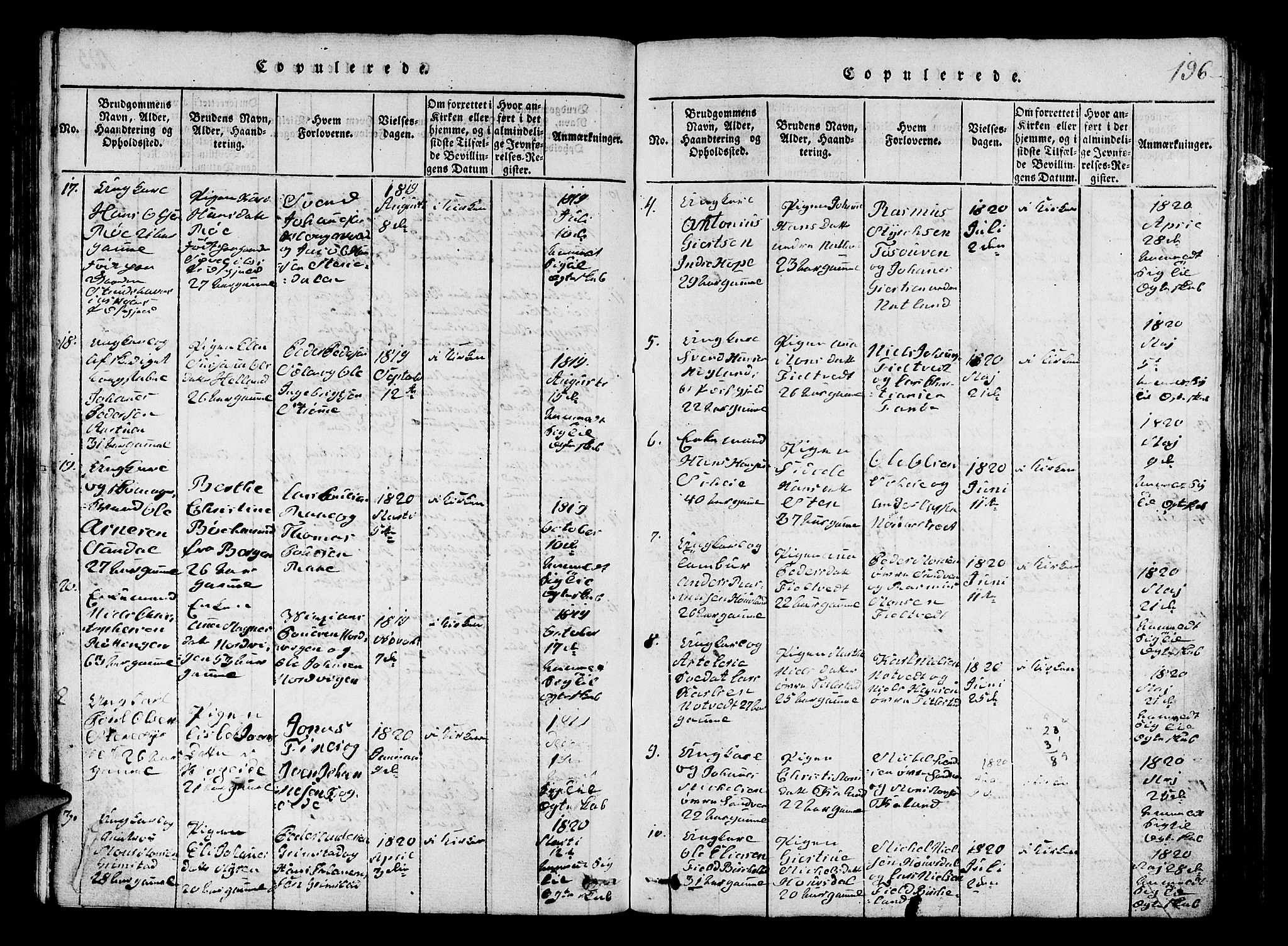 Fana Sokneprestembete, SAB/A-75101/H/Hab/Haba/L0001: Parish register (copy) no. A 1, 1816-1836, p. 196