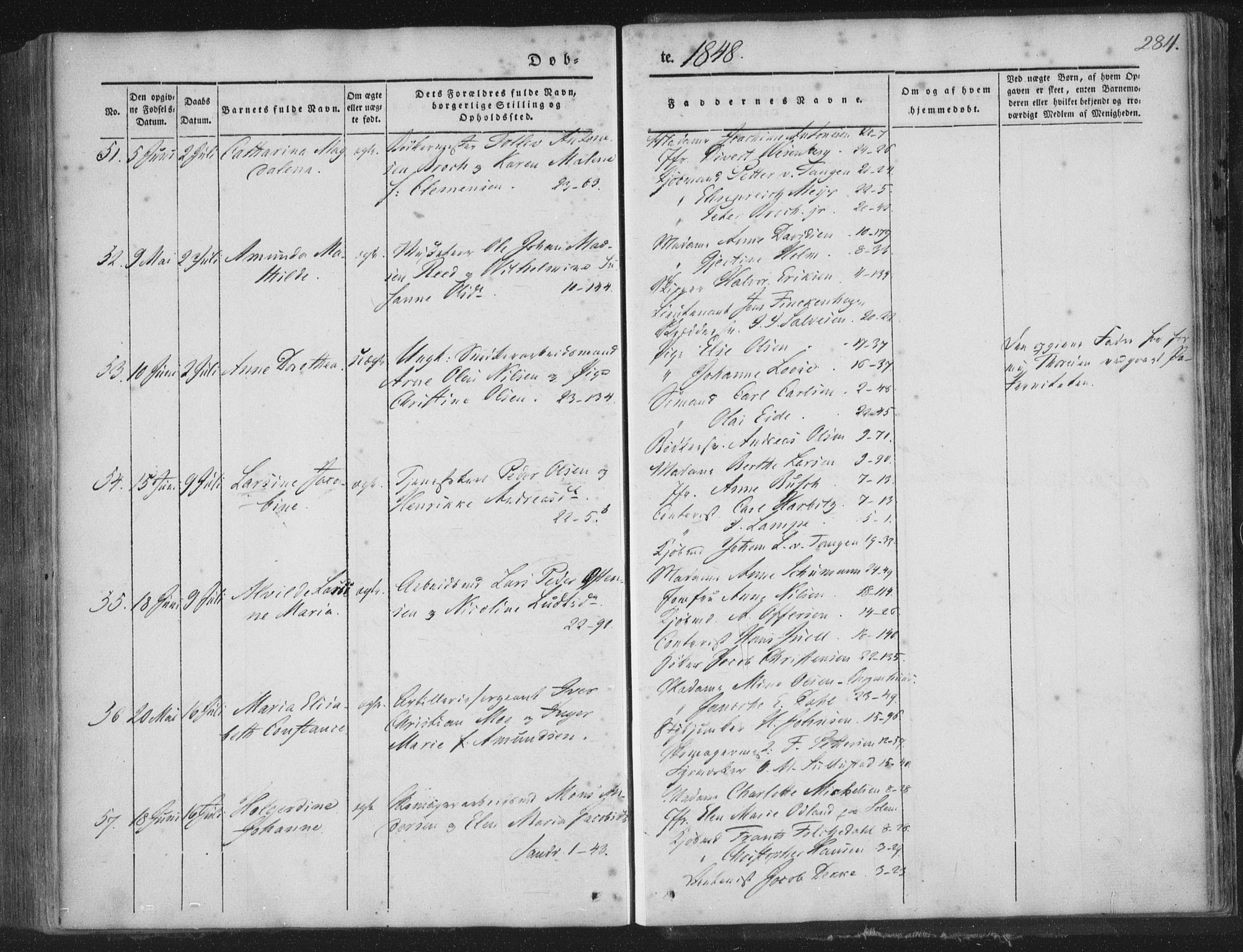 Korskirken sokneprestembete, SAB/A-76101/H/Haa/L0016: Parish register (official) no. B 2, 1841-1851, p. 284