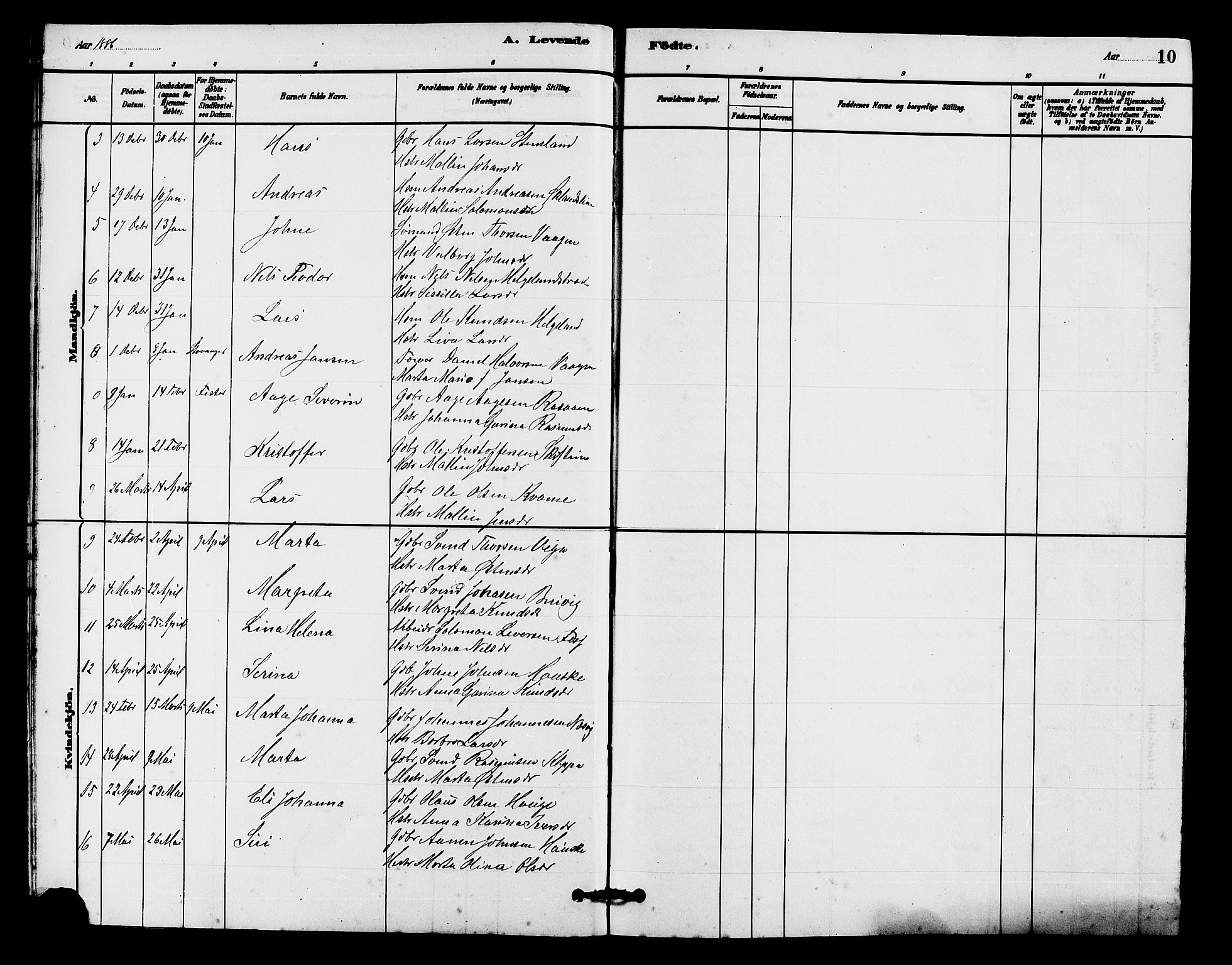 Hjelmeland sokneprestkontor, AV/SAST-A-101843/01/V/L0007: Parish register (copy) no. B 7, 1880-1909, p. 10