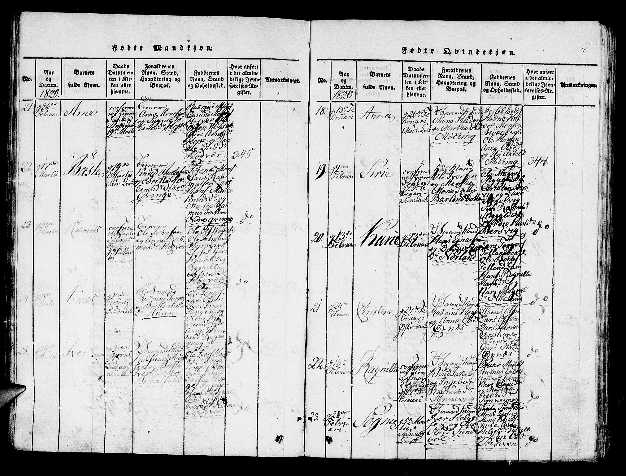 Lindås Sokneprestembete, SAB/A-76701/H/Haa: Parish register (official) no. A 7, 1816-1823, p. 56