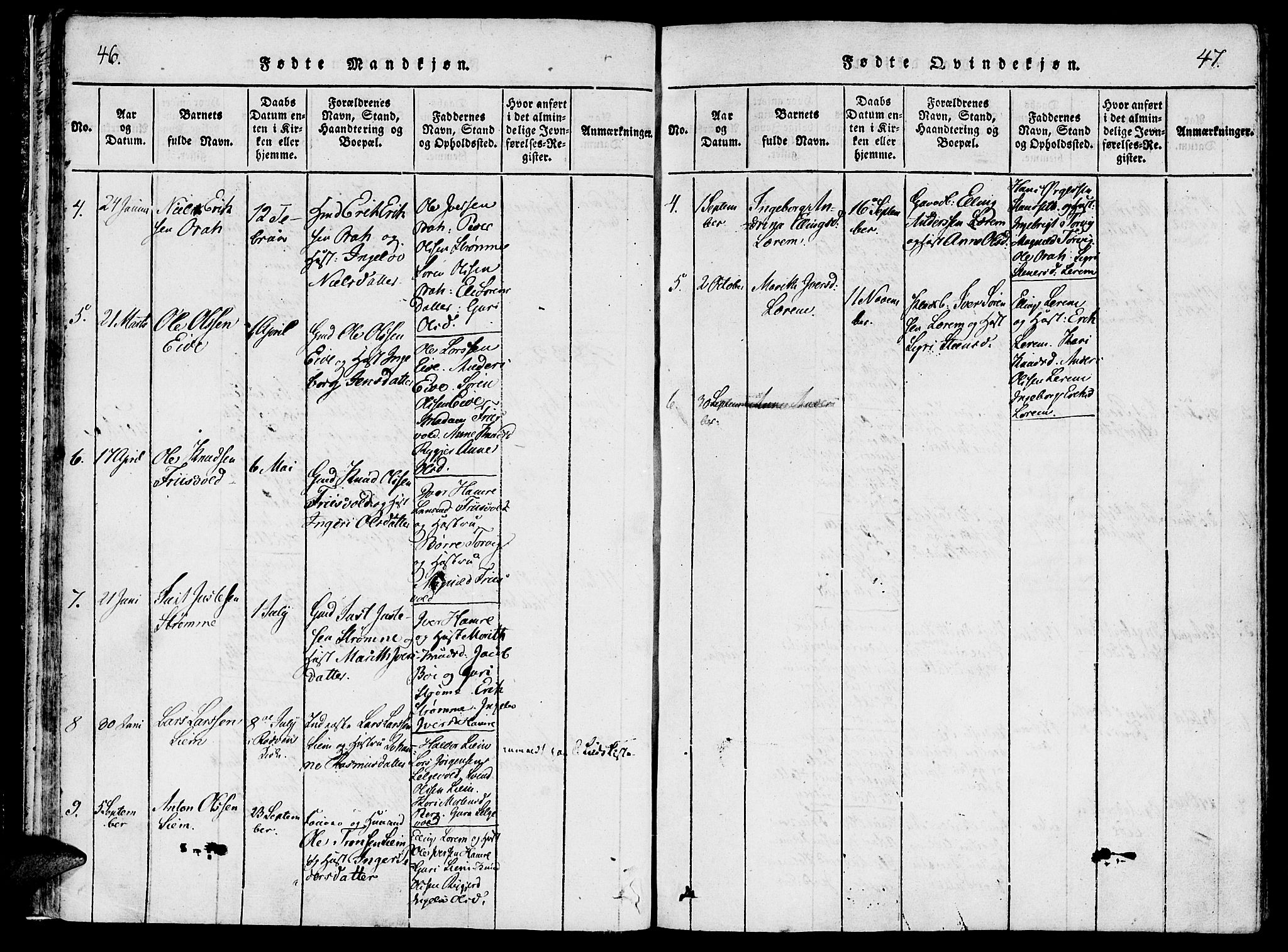 Ministerialprotokoller, klokkerbøker og fødselsregistre - Møre og Romsdal, AV/SAT-A-1454/542/L0551: Parish register (official) no. 542A01, 1818-1853, p. 46-47