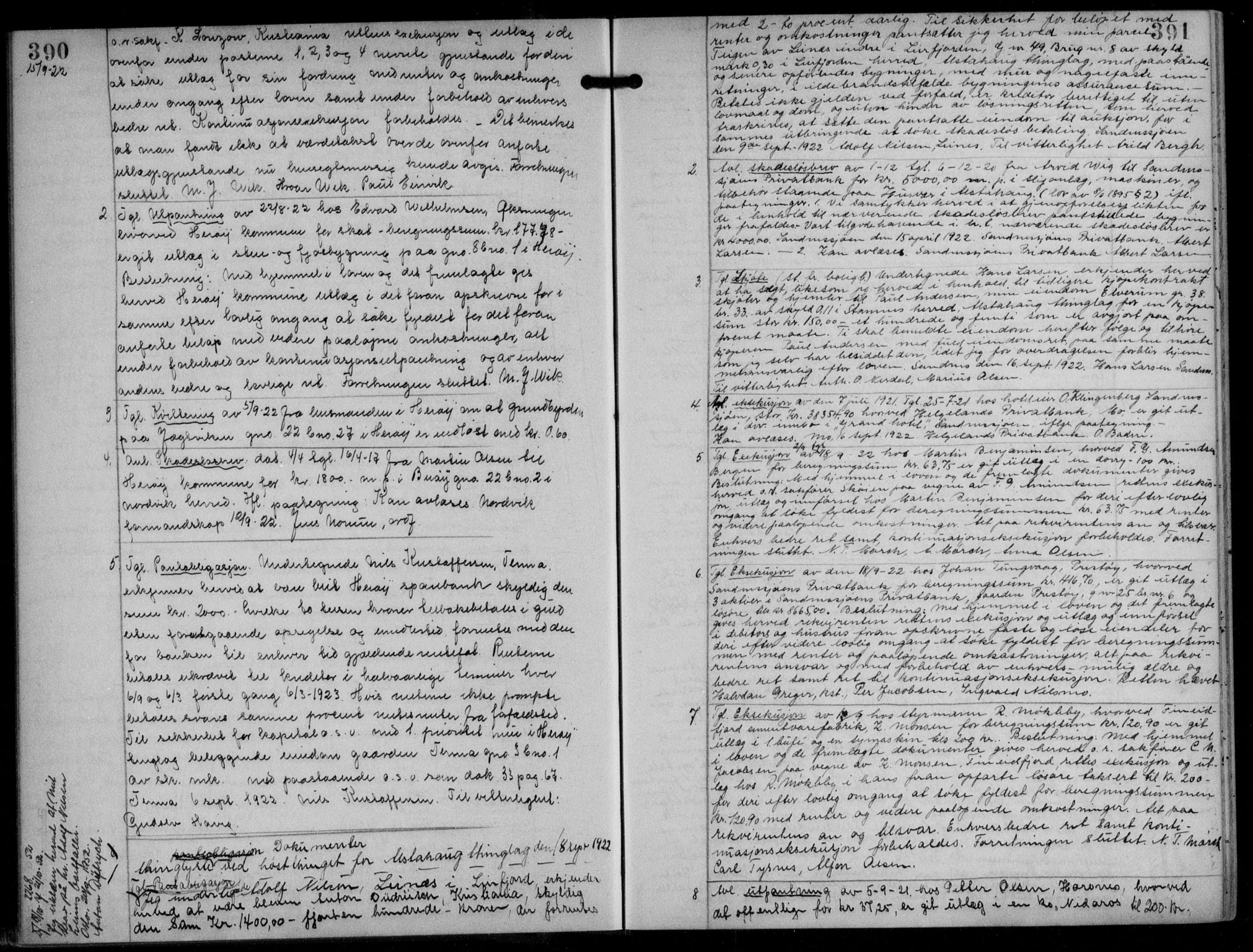 Søndre Helgeland sorenskriveri, SAT/A-4575/1/2/2C/L0022: Mortgage book no. 33, 1921-1925, p. 390-391, Deed date: 18.09.1922