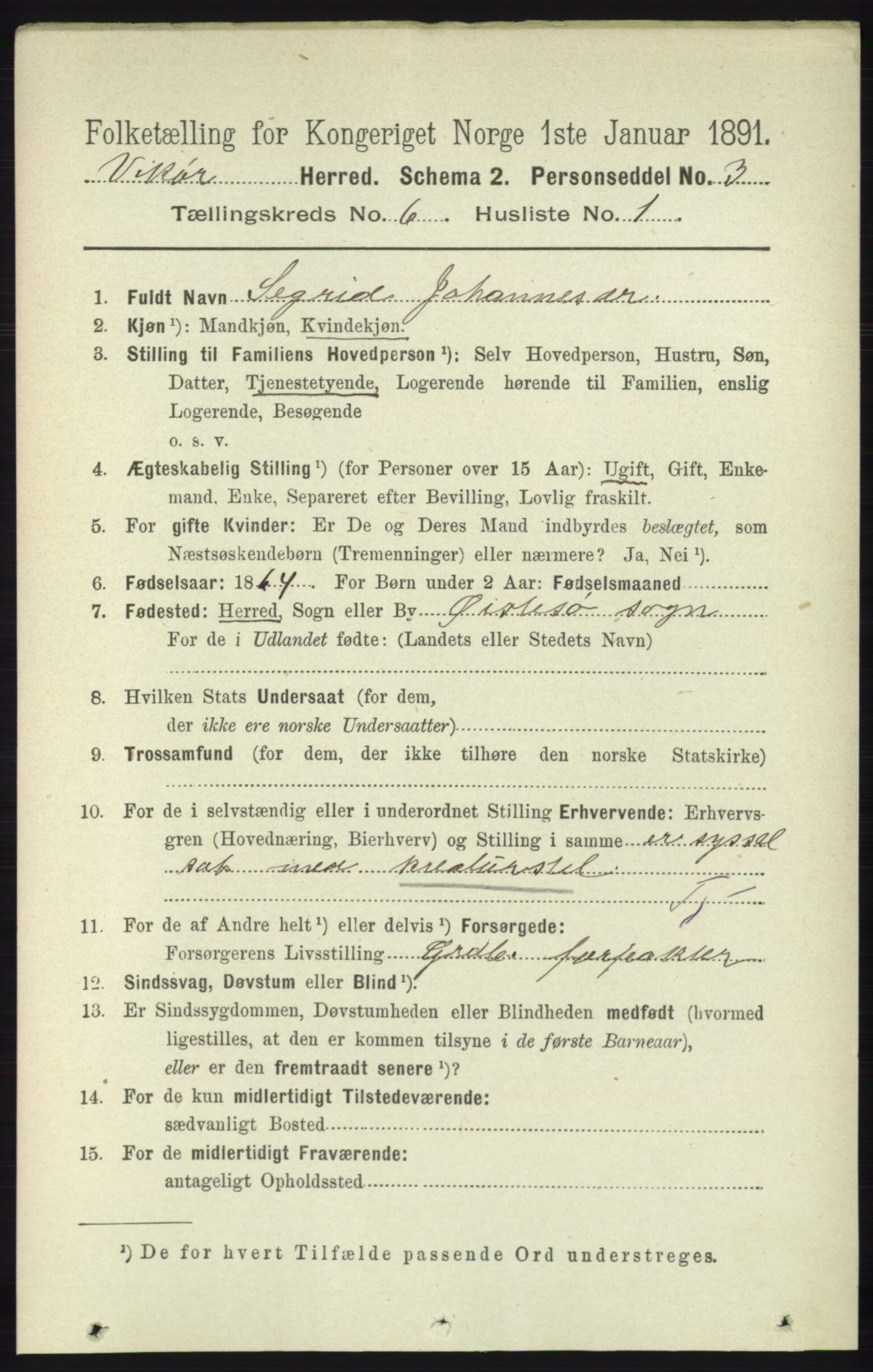 RA, 1891 census for 1238 Vikør, 1891, p. 1814