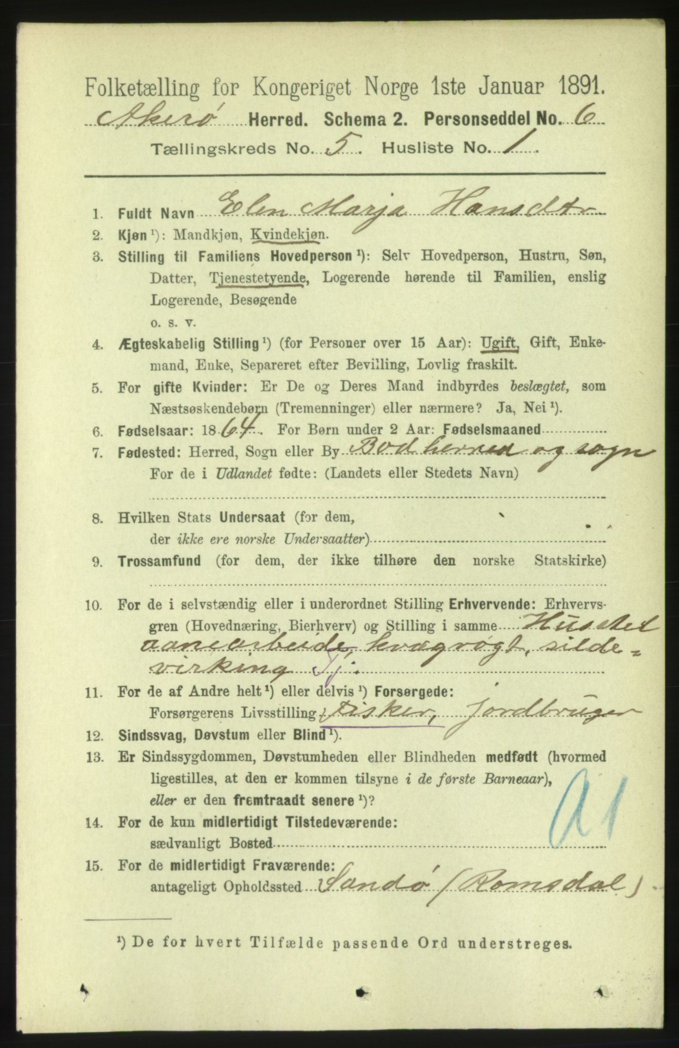 RA, 1891 census for 1545 Aukra, 1891, p. 2018