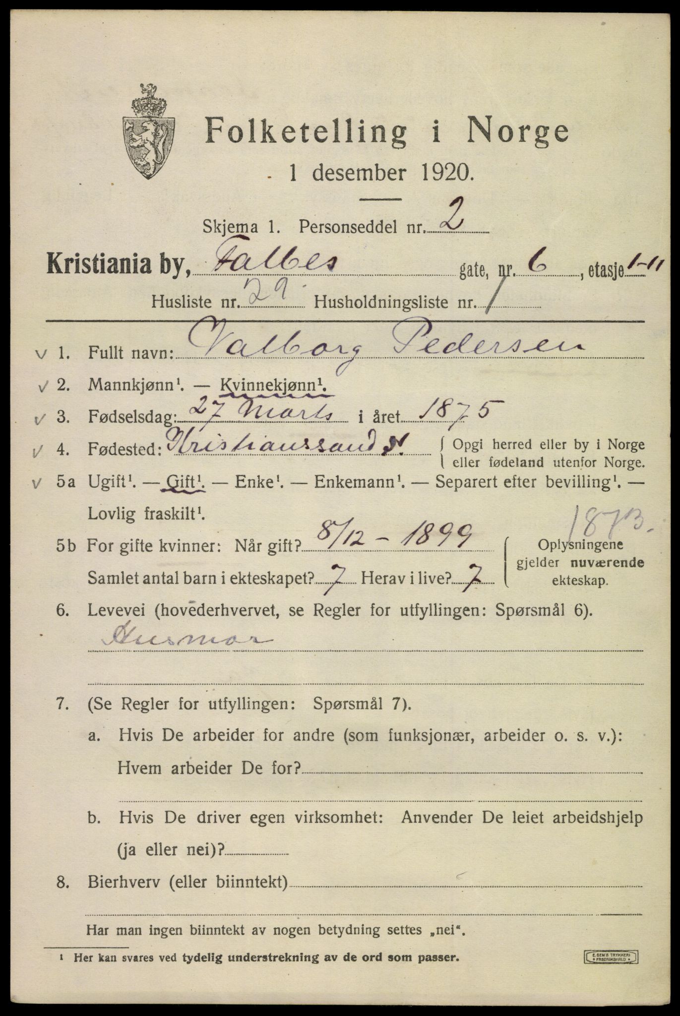 SAO, 1920 census for Kristiania, 1920, p. 225649