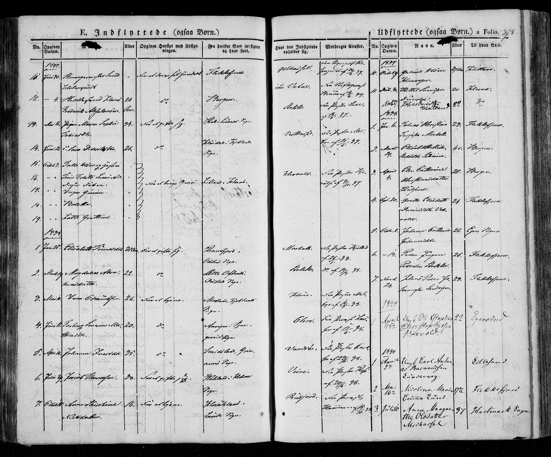 Lista sokneprestkontor, AV/SAK-1111-0027/F/Fa/L0009: Parish register (official) no. A 9, 1835-1846, p. 378