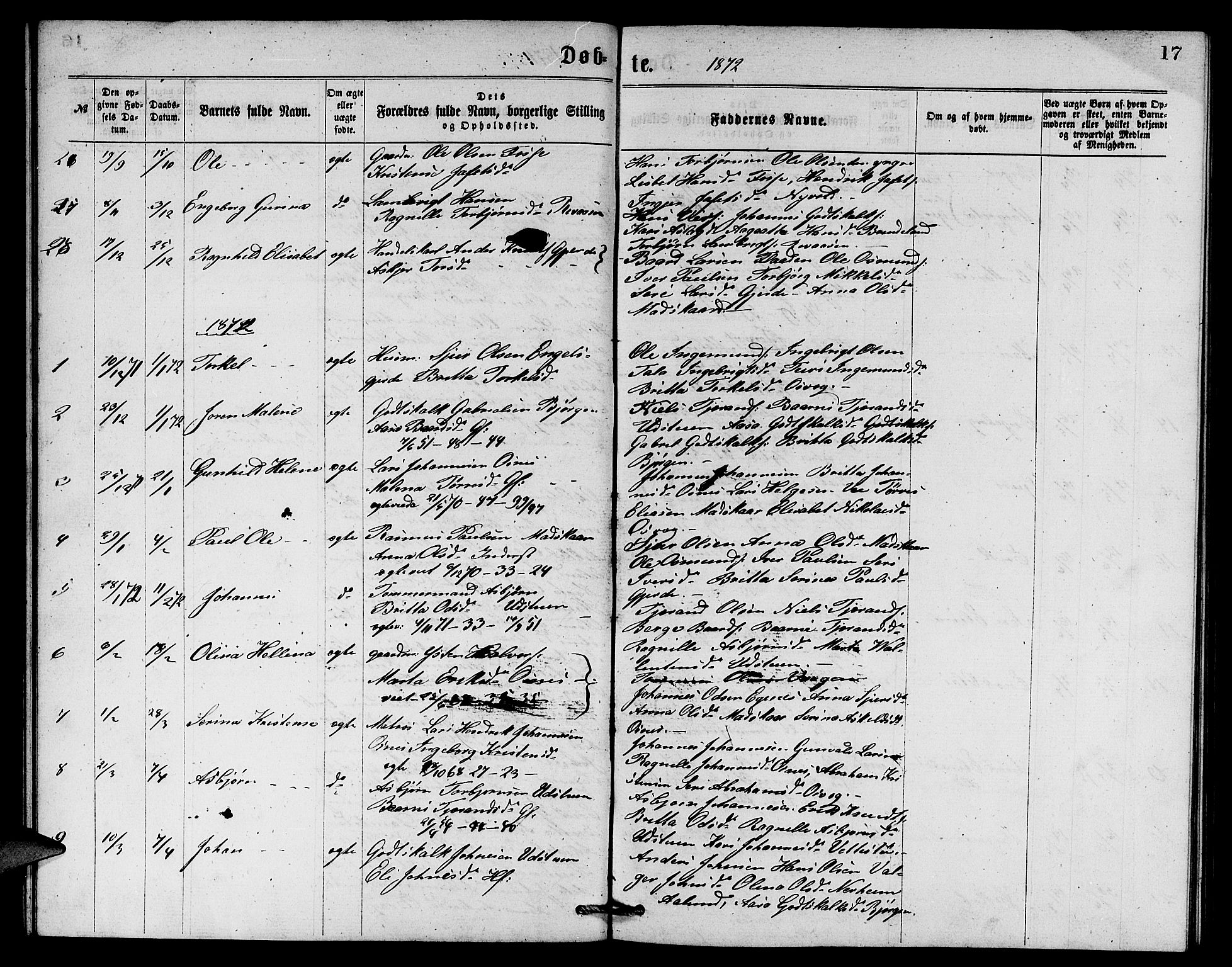 Etne sokneprestembete, SAB/A-75001/H/Hab: Parish register (copy) no. B 3, 1867-1878, p. 17