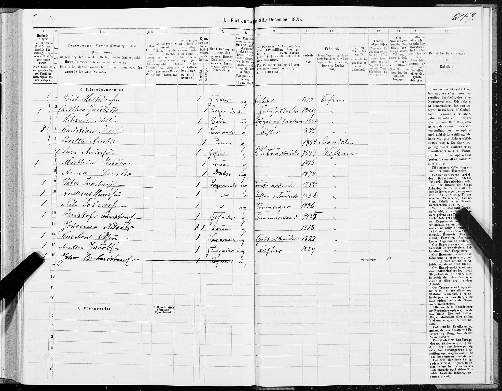 SAT, 1875 census for 1824L Vefsn/Vefsn, 1875, p. 2247