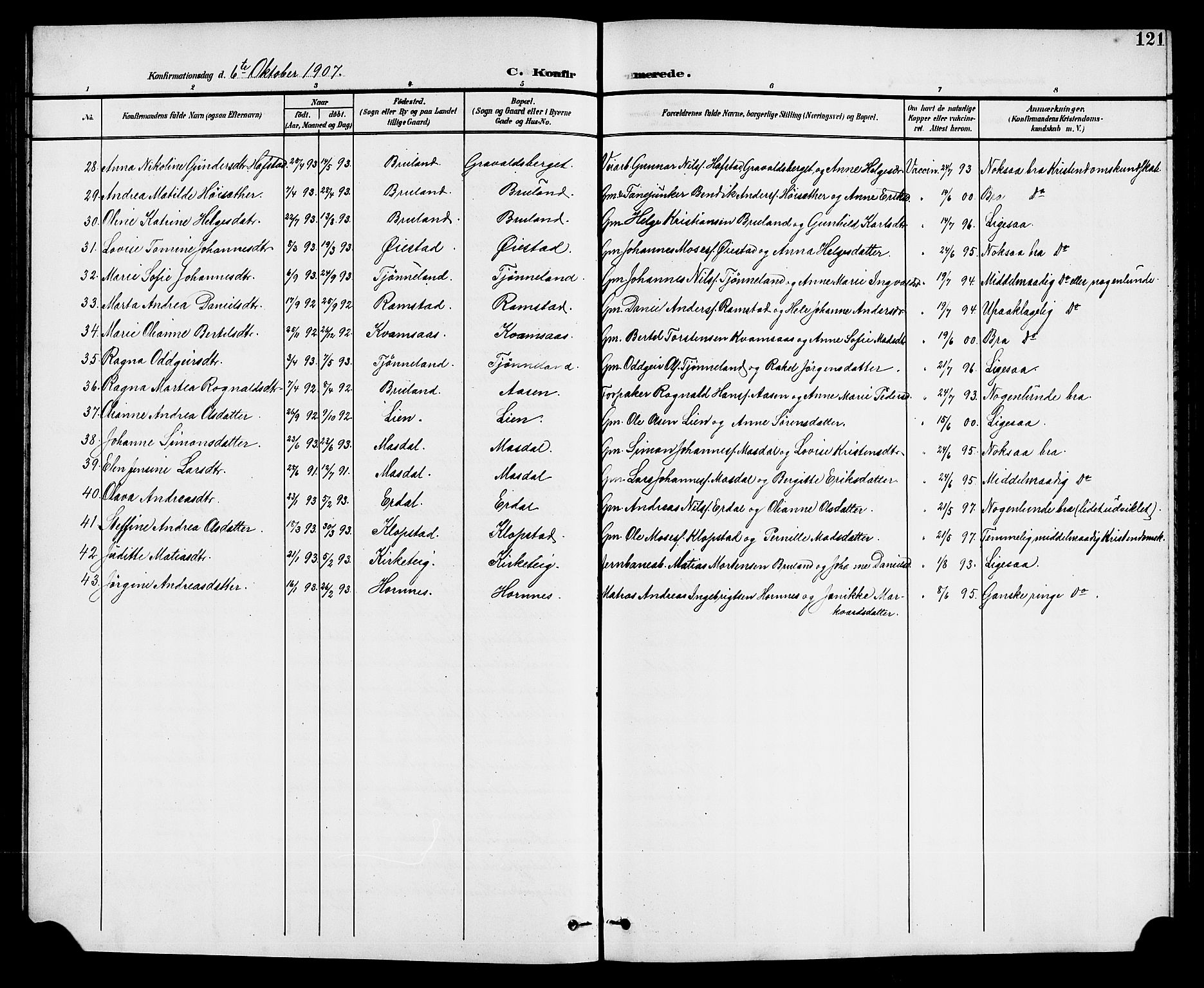 Førde sokneprestembete, SAB/A-79901/H/Hab/Haba/L0003: Parish register (copy) no. A 3, 1899-1924, p. 121