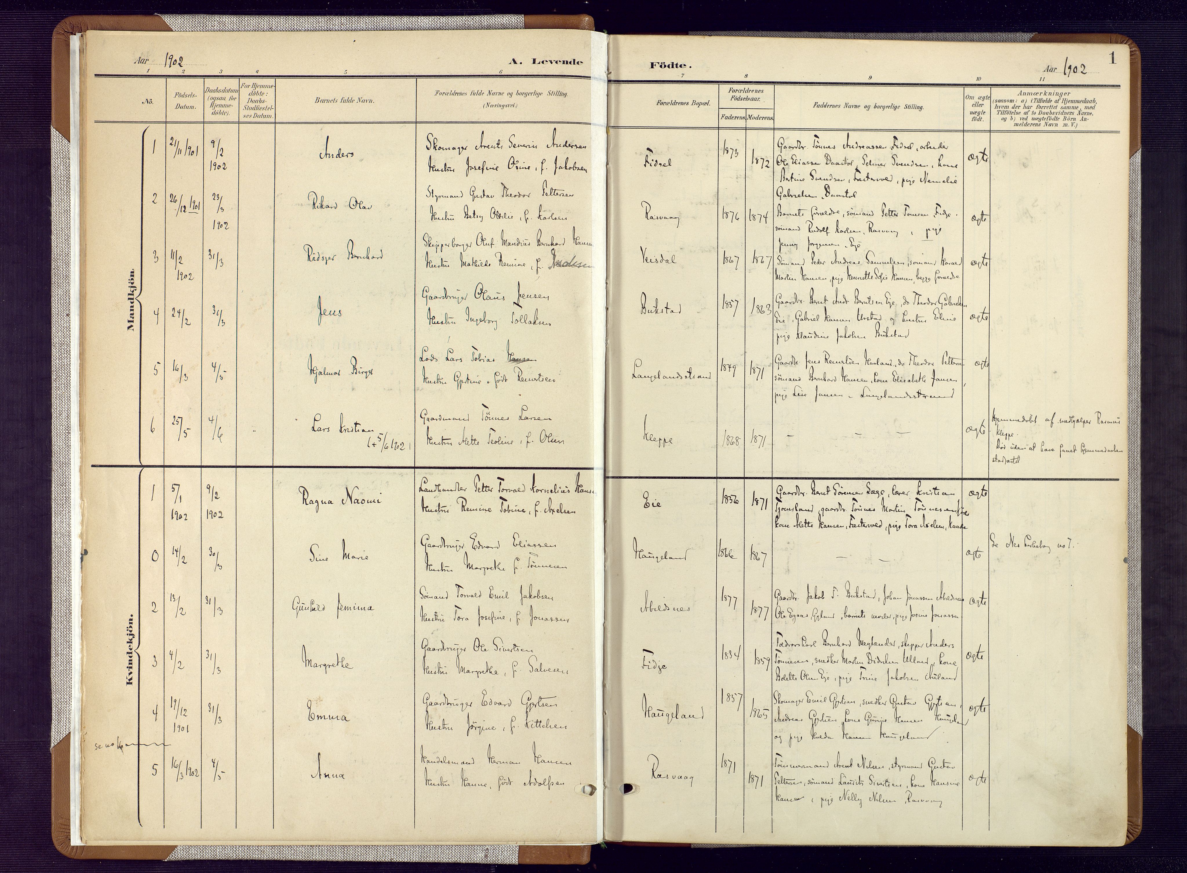 Flekkefjord sokneprestkontor, AV/SAK-1111-0012/F/Fa/Fab/L0007: Parish register (official) no. A 7, 1902-1921, p. 1