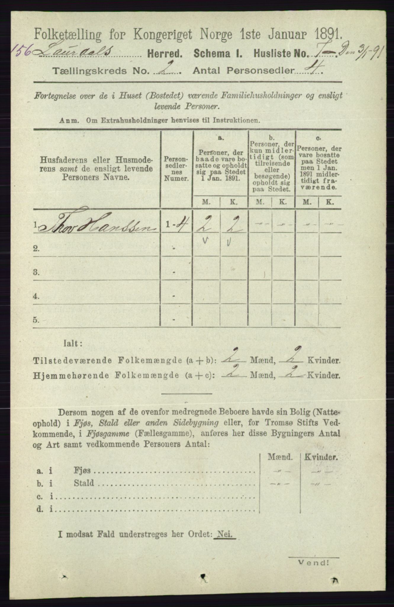 RA, 1891 census for 0833 Lårdal, 1891, p. 577