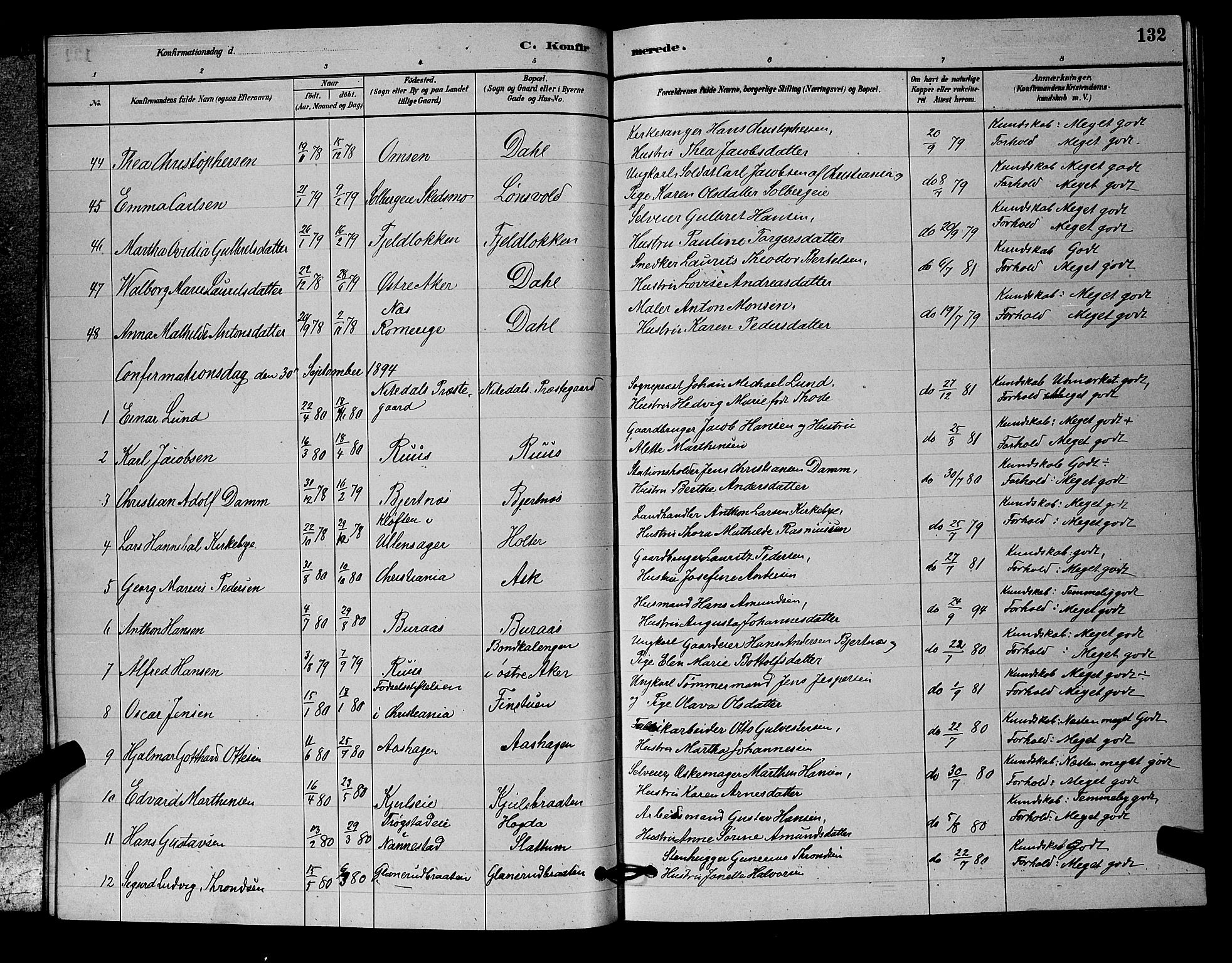 Nittedal prestekontor Kirkebøker, SAO/A-10365a/G/Ga/L0002: Parish register (copy) no. I 2, 1879-1901, p. 132
