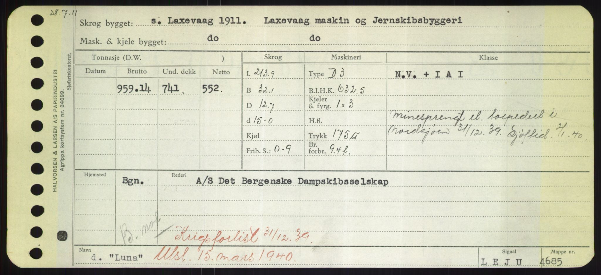 Sjøfartsdirektoratet med forløpere, Skipsmålingen, RA/S-1627/H/Hd/L0023: Fartøy, Lia-Løv, p. 405