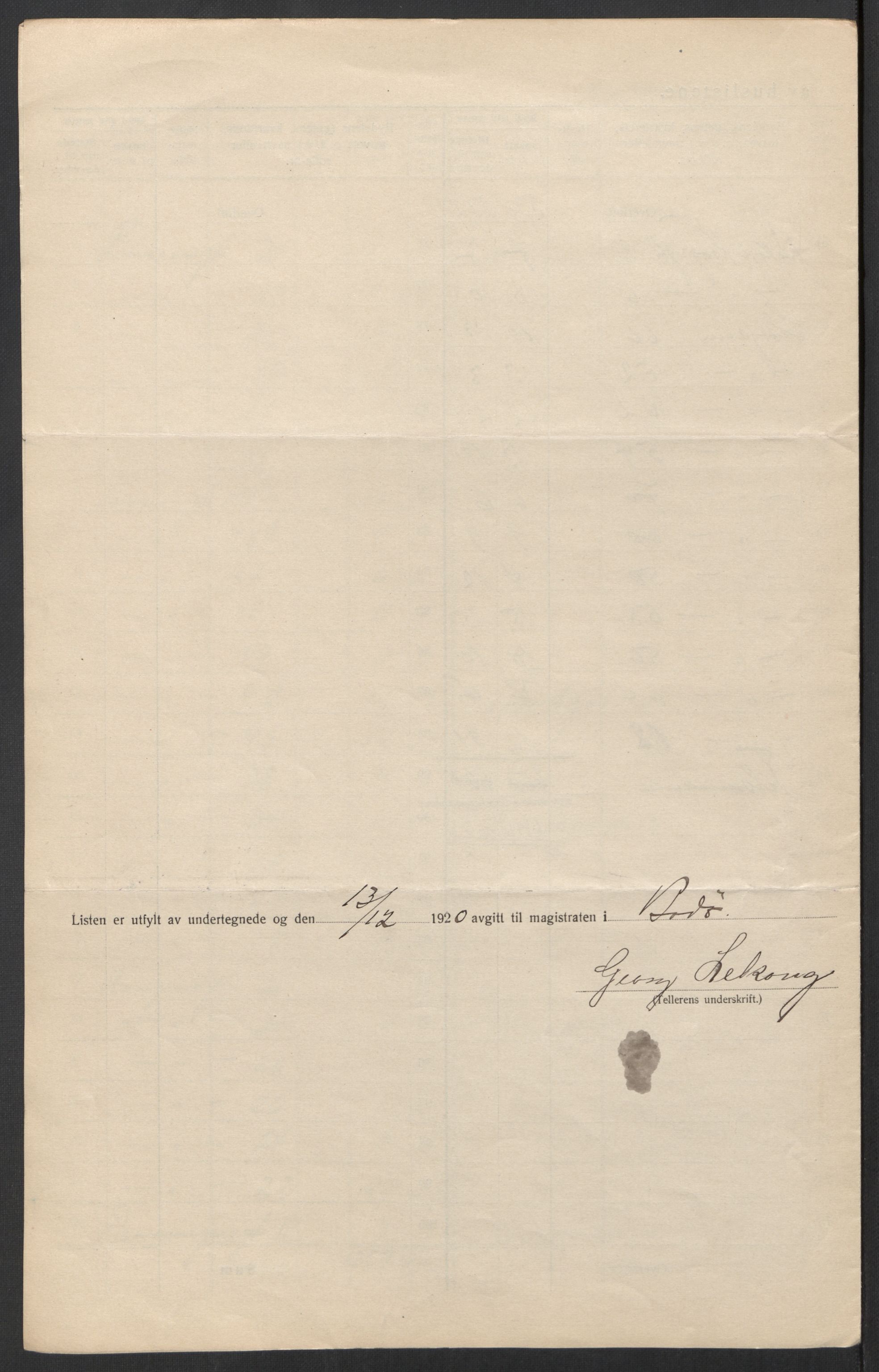 SAT, 1920 census for Bodø, 1920, p. 16