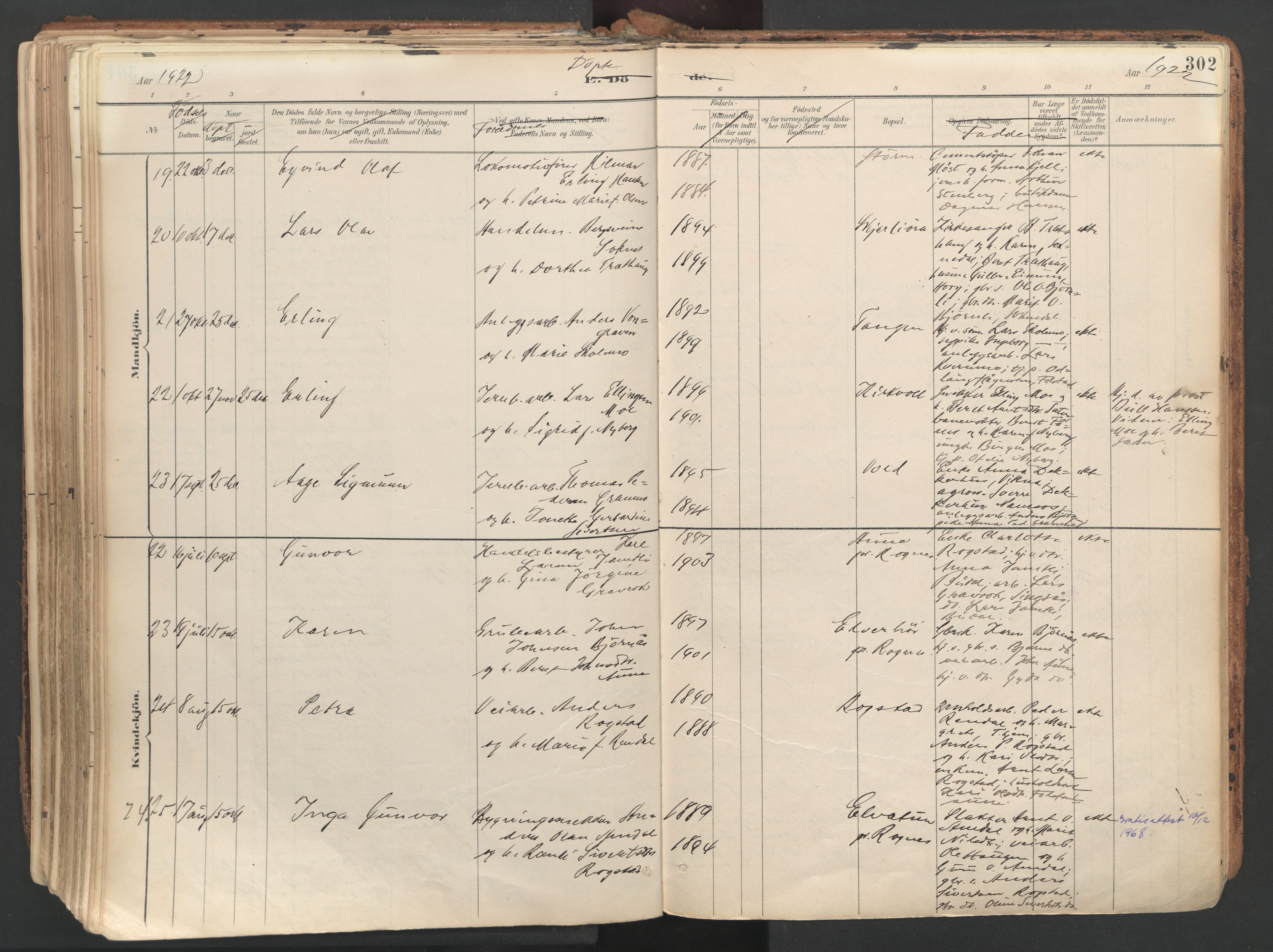 Ministerialprotokoller, klokkerbøker og fødselsregistre - Sør-Trøndelag, SAT/A-1456/687/L1004: Parish register (official) no. 687A10, 1891-1923, p. 302
