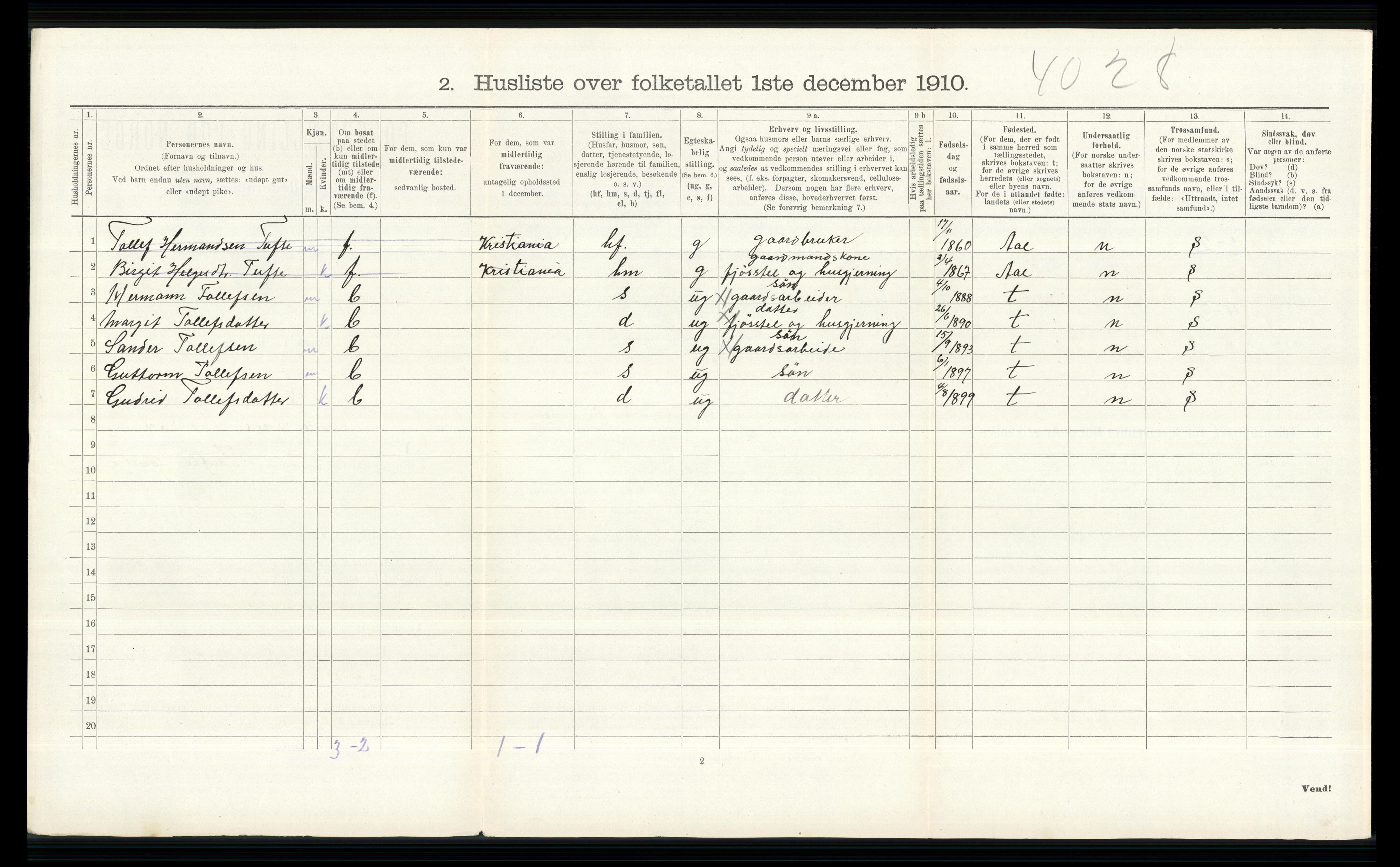 RA, 1910 census for Hol, 1910, p. 678