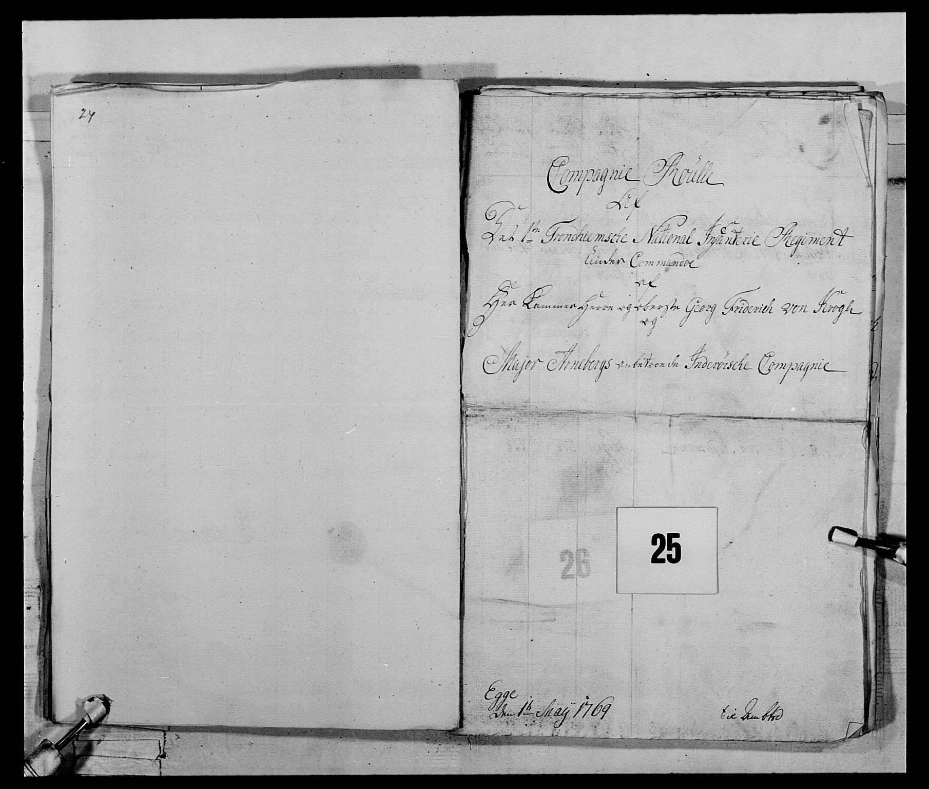 Generalitets- og kommissariatskollegiet, Det kongelige norske kommissariatskollegium, AV/RA-EA-5420/E/Eh/L0070: 1. Trondheimske nasjonale infanteriregiment, 1764-1769, p. 298