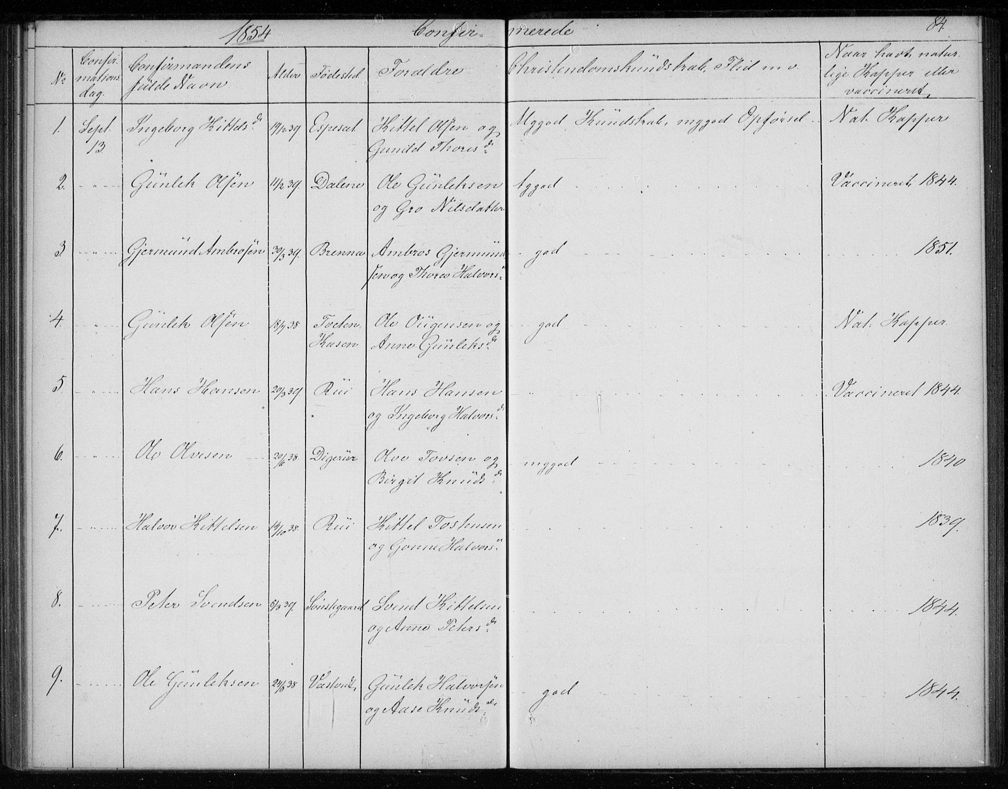 Gransherad kirkebøker, SAKO/A-267/F/Fb/L0003: Parish register (official) no. II 3, 1844-1859, p. 84