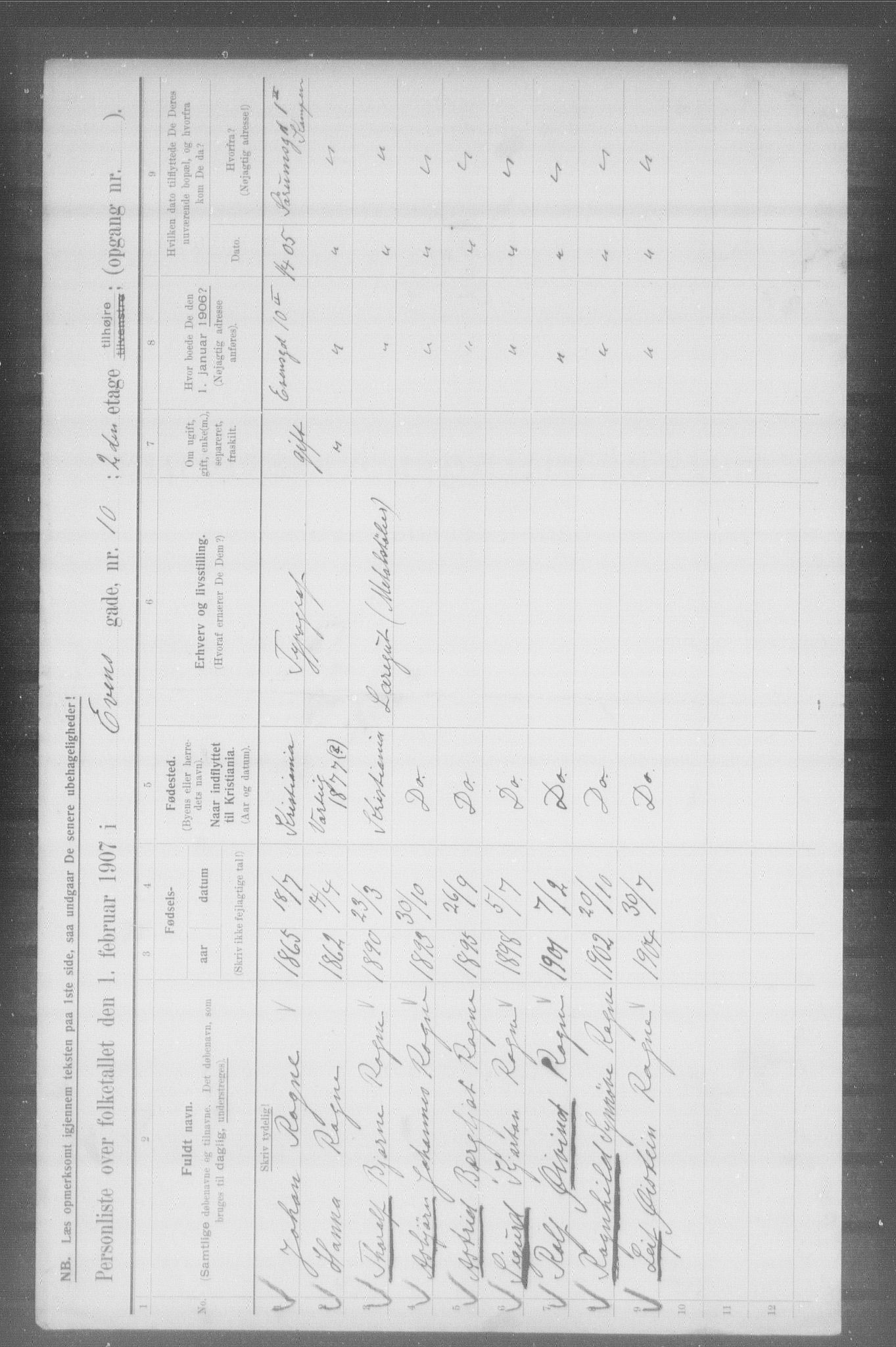 OBA, Municipal Census 1907 for Kristiania, 1907, p. 11580