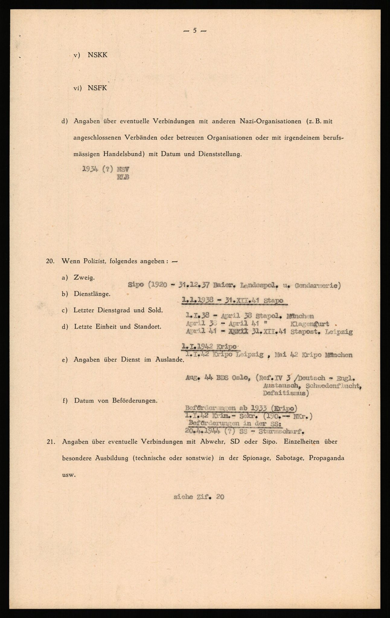 Forsvaret, Forsvarets overkommando II, AV/RA-RAFA-3915/D/Db/L0034: CI Questionaires. Tyske okkupasjonsstyrker i Norge. Tyskere., 1945-1946, p. 317