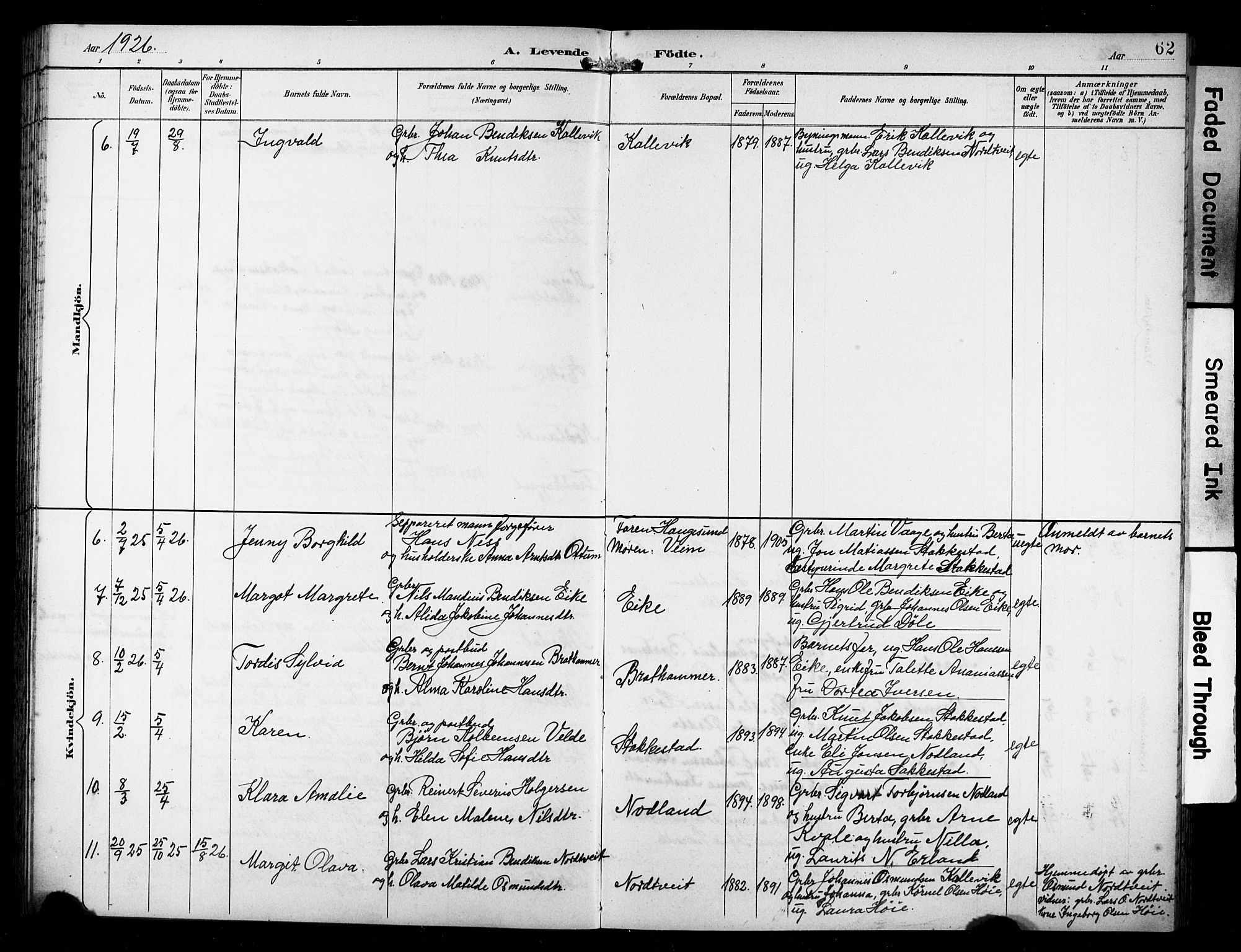 Avaldsnes sokneprestkontor, AV/SAST-A -101851/H/Ha/Hab/L0011: Parish register (copy) no. B 11, 1893-1929, p. 62