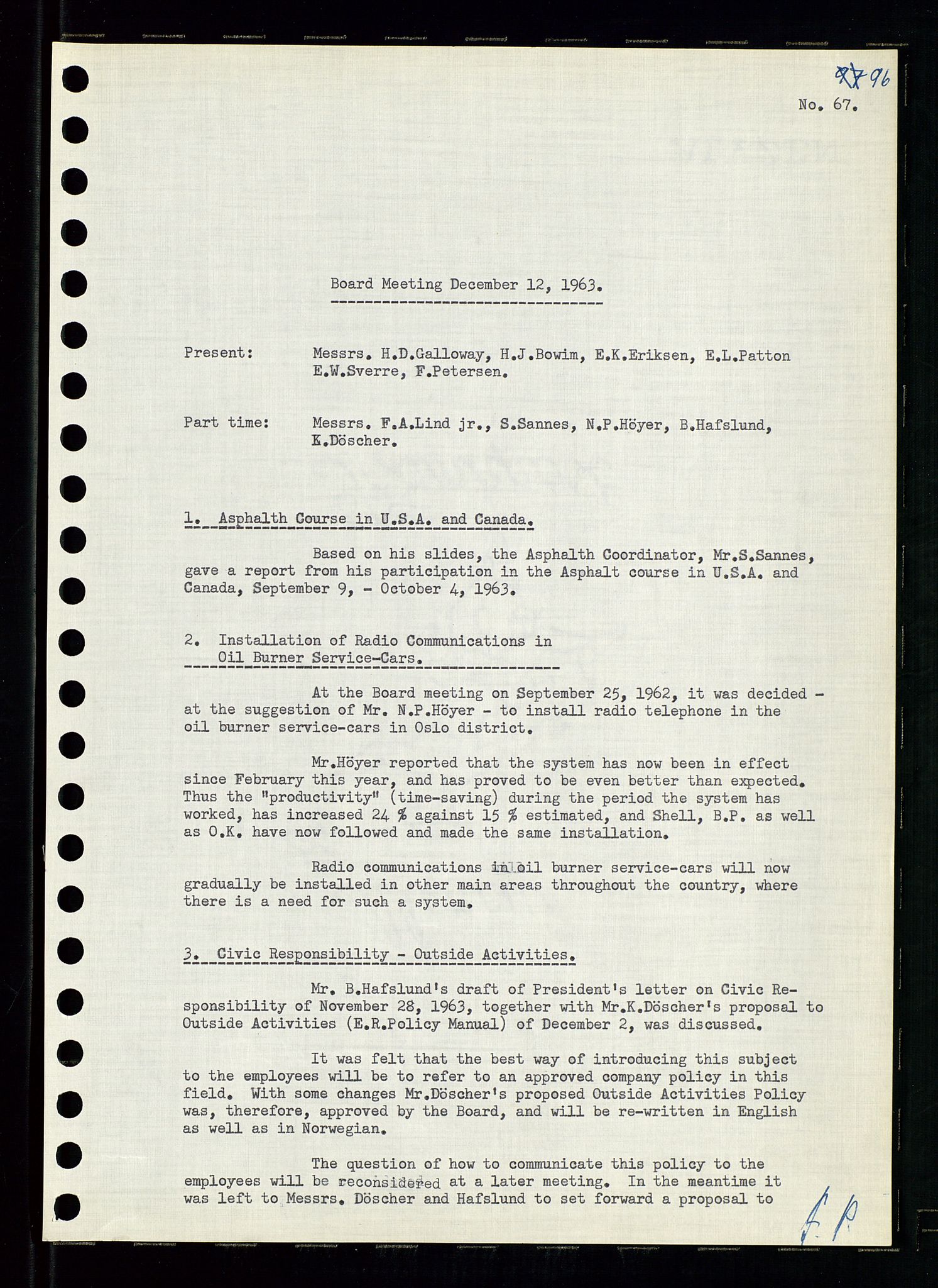 Pa 0982 - Esso Norge A/S, AV/SAST-A-100448/A/Aa/L0001/0004: Den administrerende direksjon Board minutes (styrereferater) / Den administrerende direksjon Board minutes (styrereferater), 1963-1964, p. 165