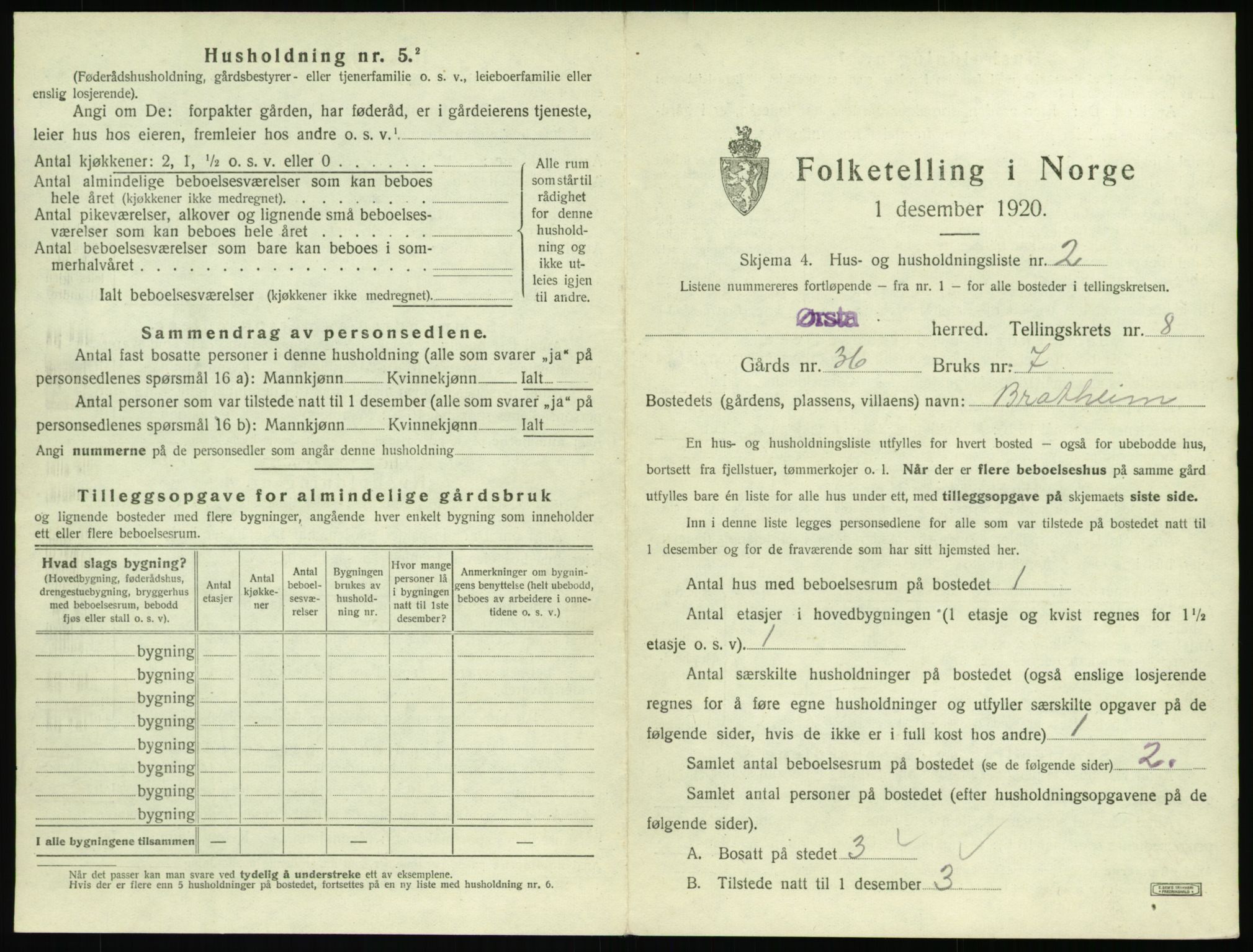 SAT, 1920 census for Ørsta, 1920, p. 790