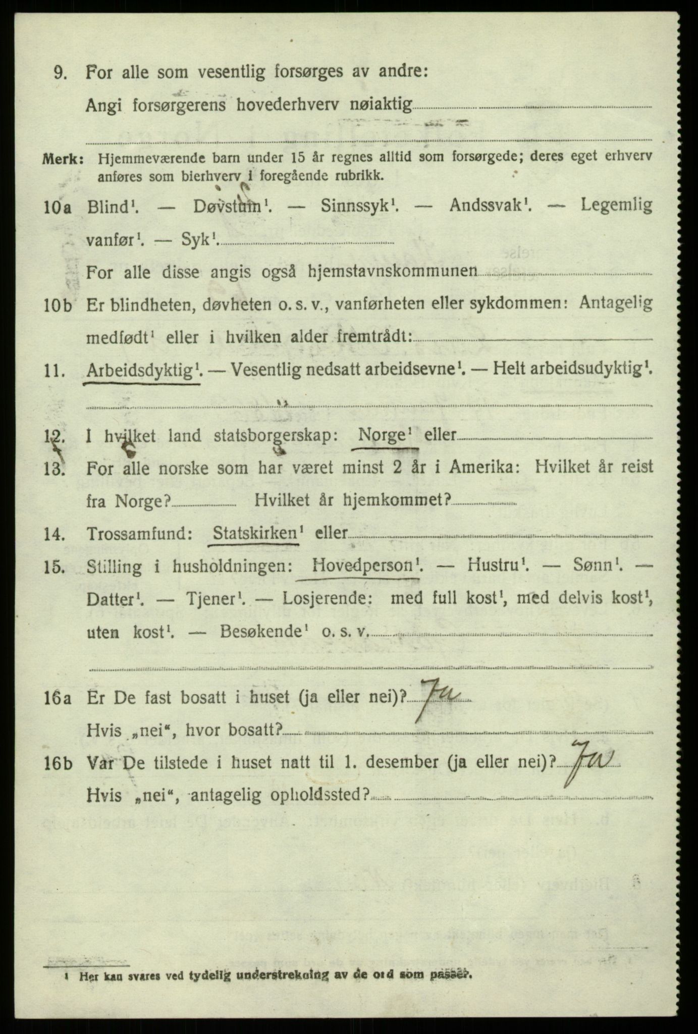 SAB, 1920 census for Hamre, 1920, p. 5952