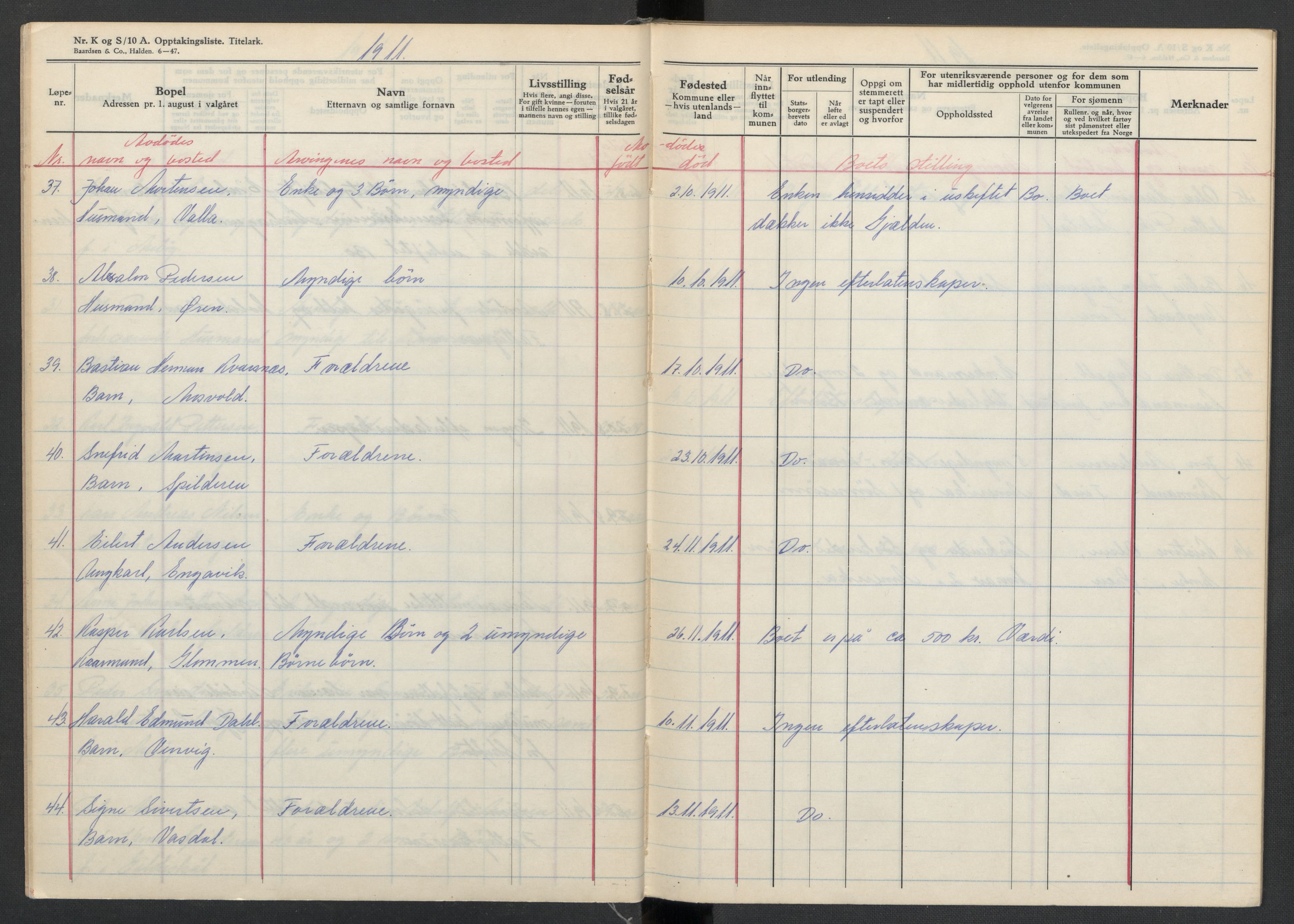 Meløy lensmannskontor, SAT/A-5701/1/02/L0001: 2.01.01 - Dødsfallsprotokoll, 1911-1917