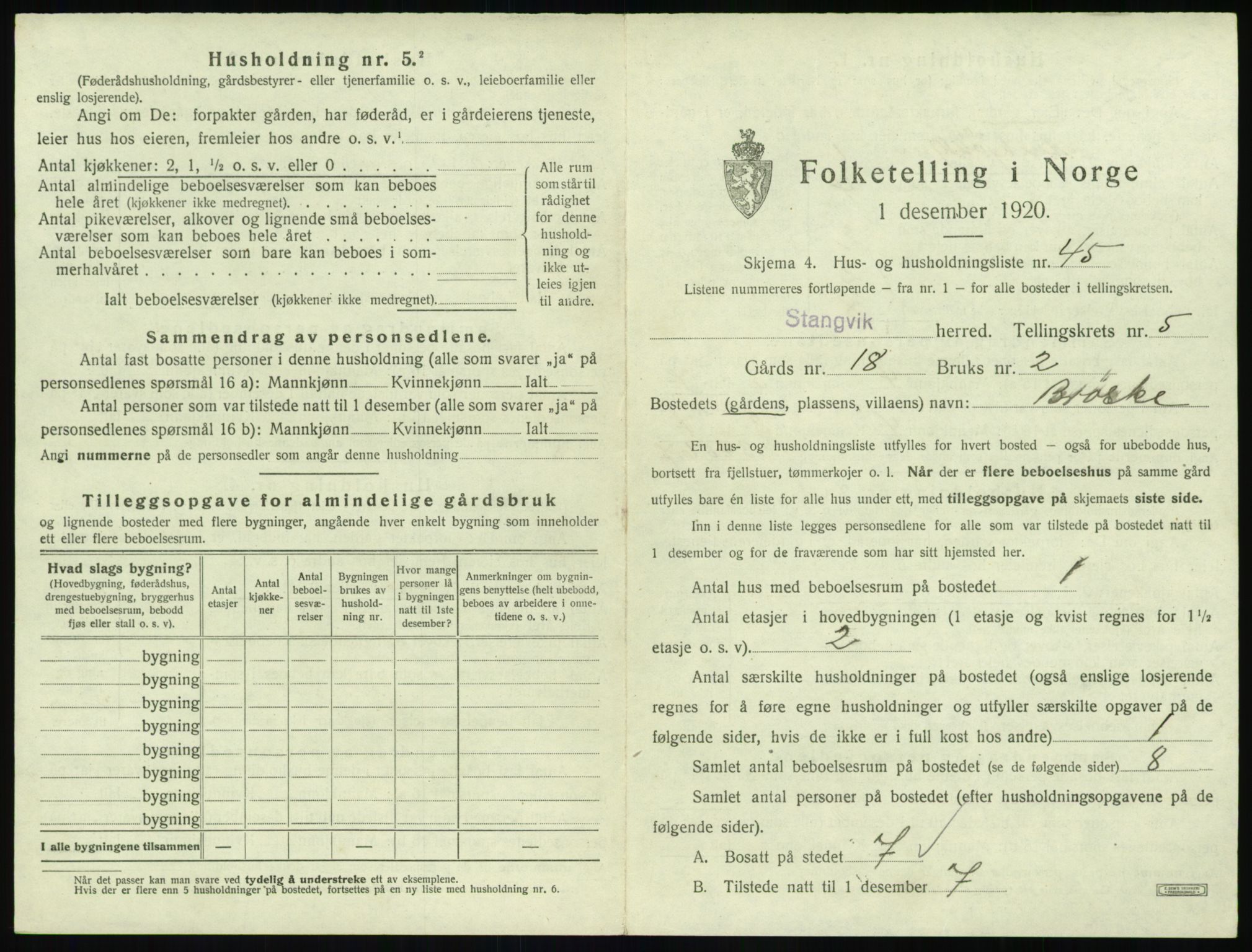 SAT, 1920 census for Stangvik, 1920, p. 548