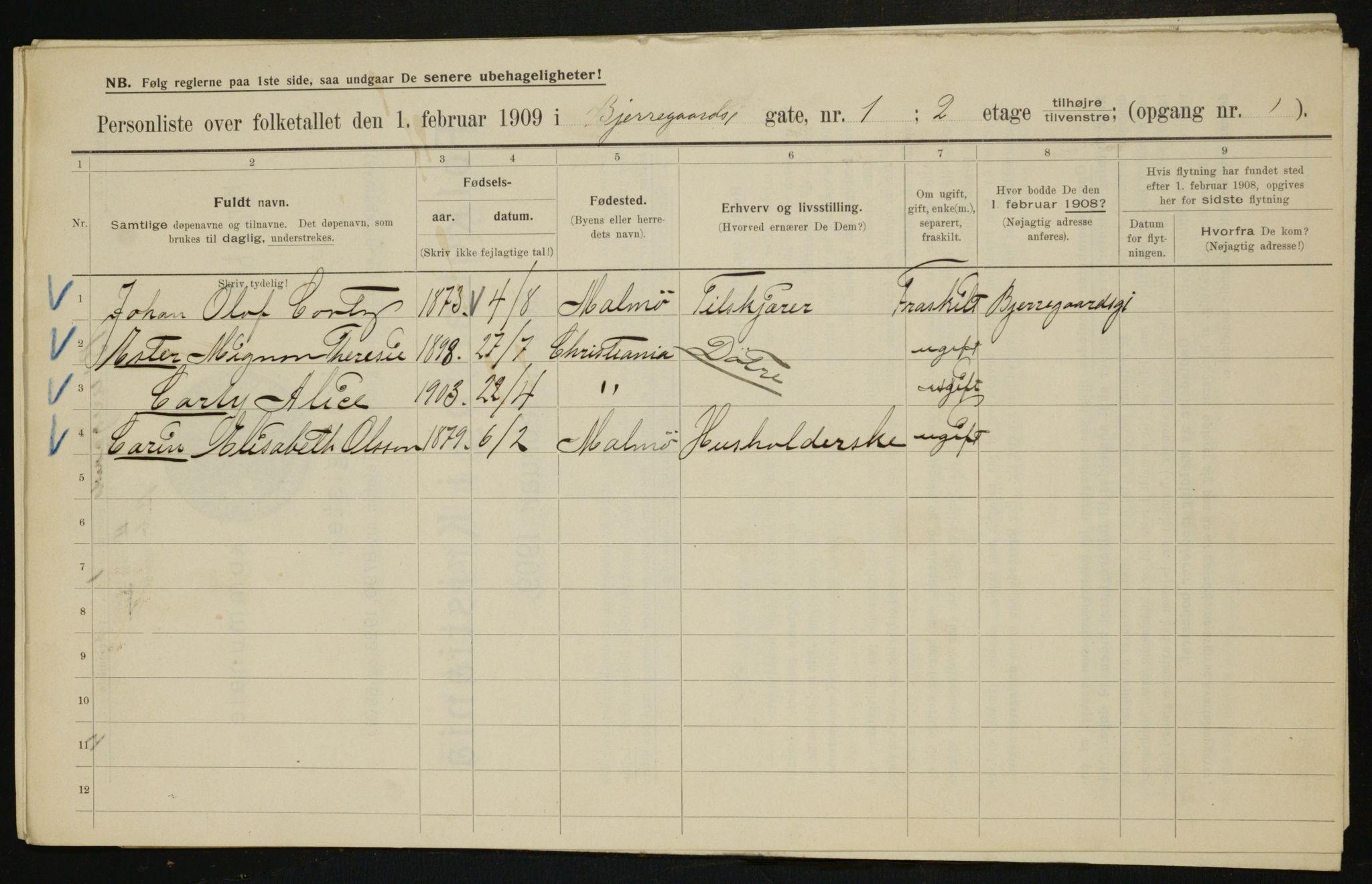 OBA, Municipal Census 1909 for Kristiania, 1909, p. 5105