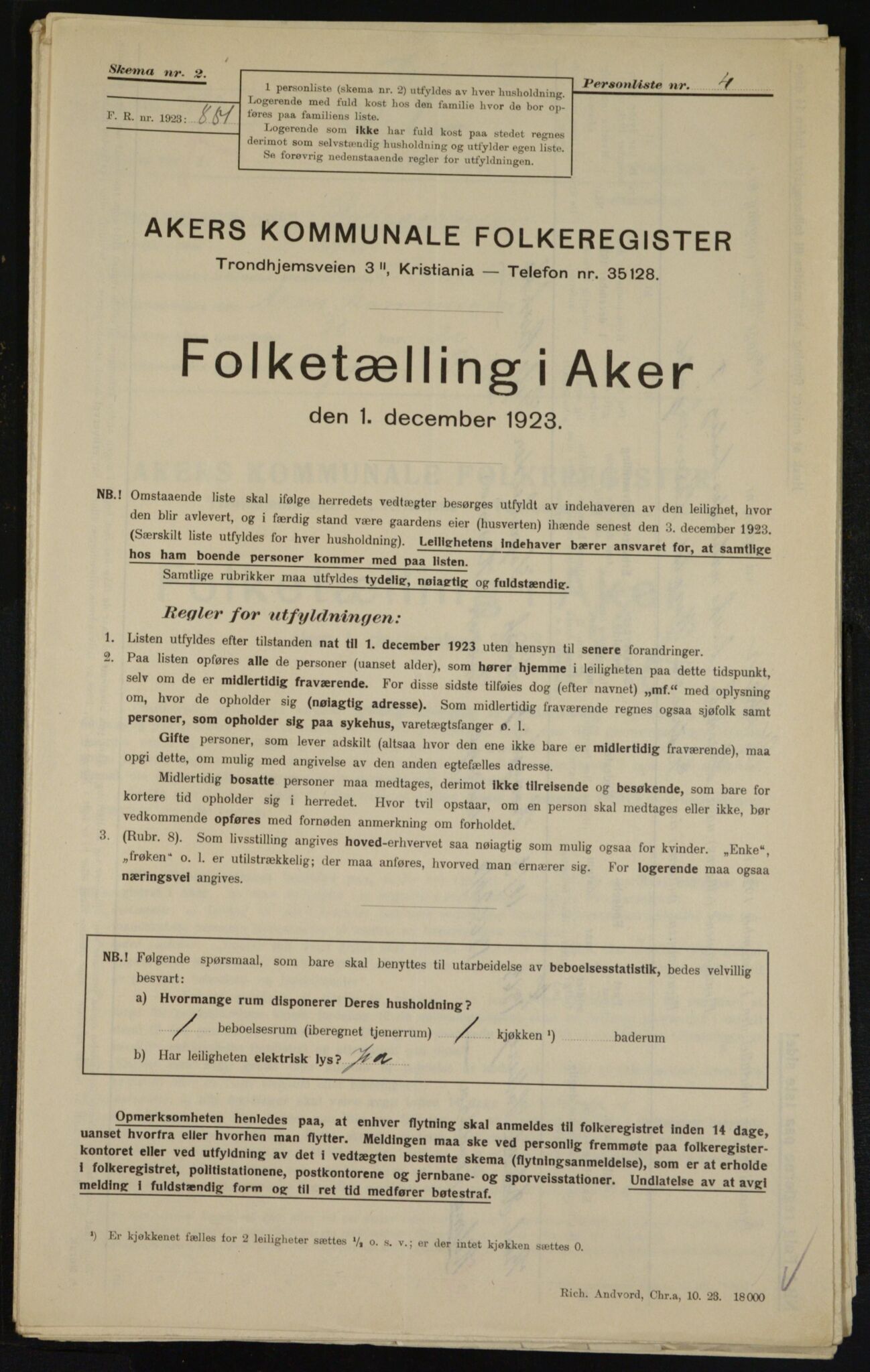 , Municipal Census 1923 for Aker, 1923, p. 13234