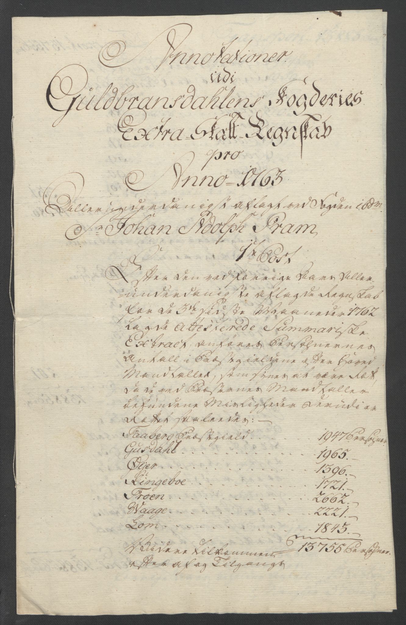 Rentekammeret inntil 1814, Reviderte regnskaper, Fogderegnskap, RA/EA-4092/R17/L1266: Ekstraskatten Gudbrandsdal, 1762-1766, p. 613