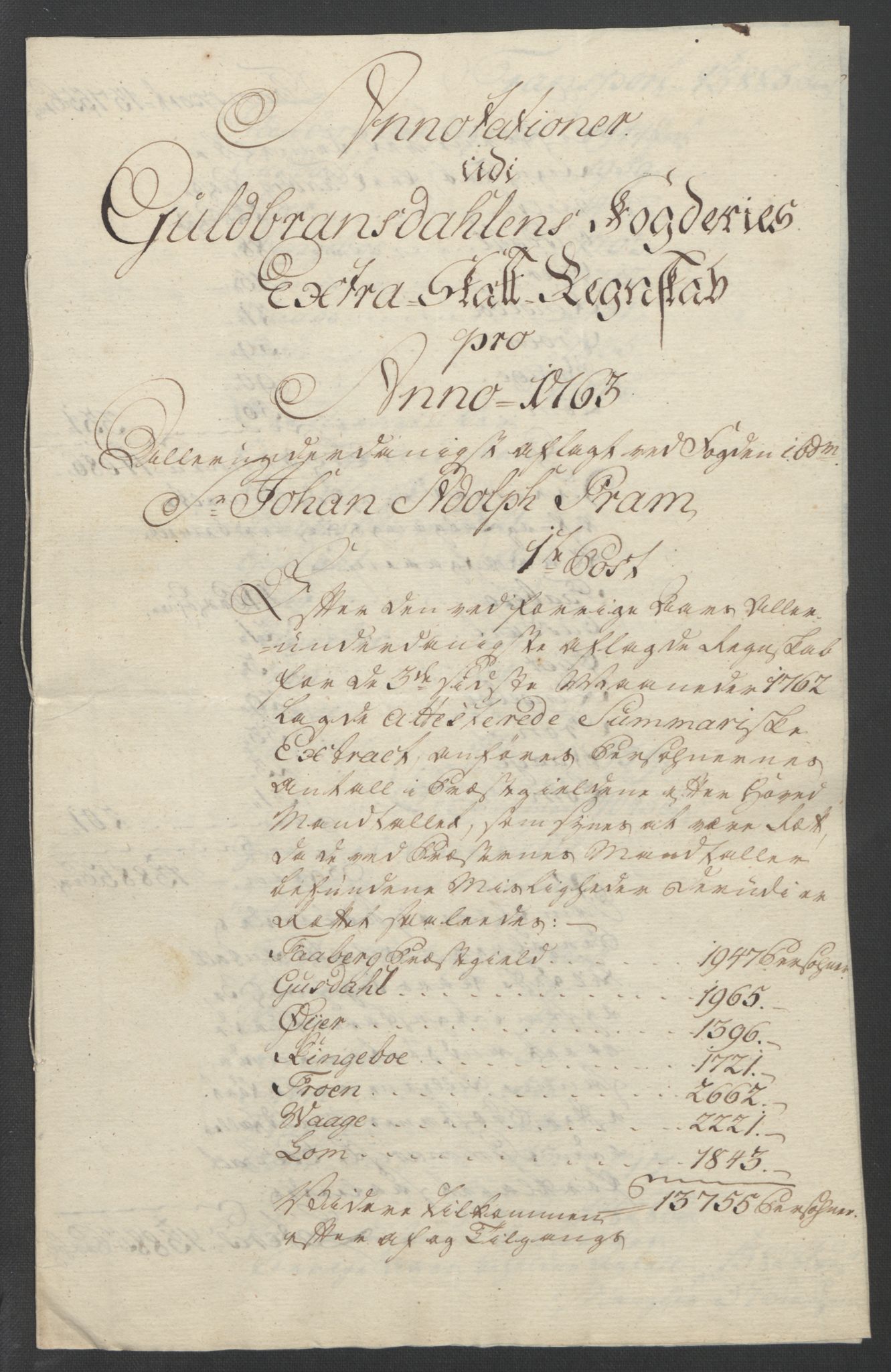 Rentekammeret inntil 1814, Reviderte regnskaper, Fogderegnskap, AV/RA-EA-4092/R17/L1266: Ekstraskatten Gudbrandsdal, 1762-1766, p. 613