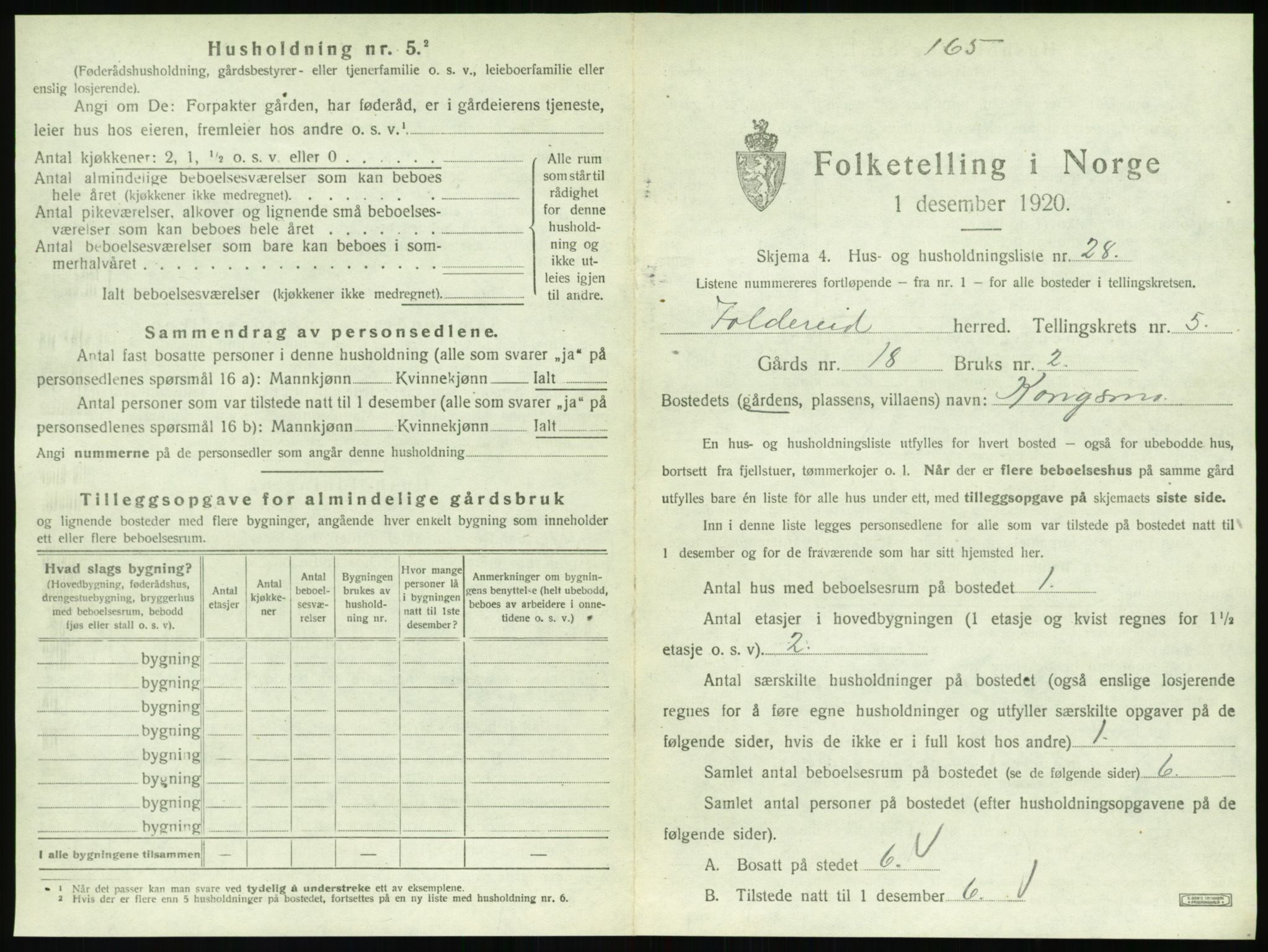 SAT, 1920 census for Foldereid, 1920, p. 362