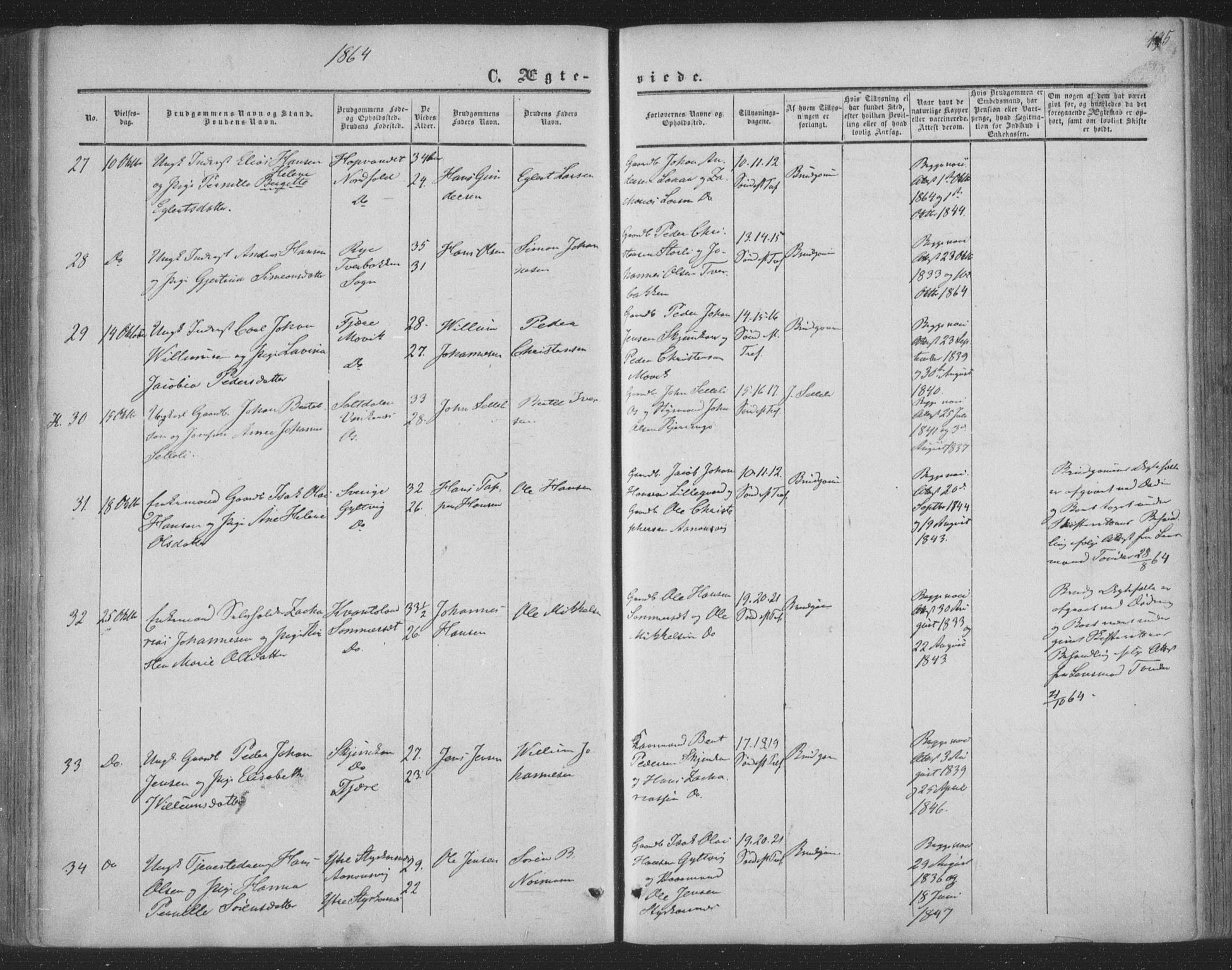 Ministerialprotokoller, klokkerbøker og fødselsregistre - Nordland, AV/SAT-A-1459/853/L0770: Parish register (official) no. 853A09, 1857-1870, p. 195