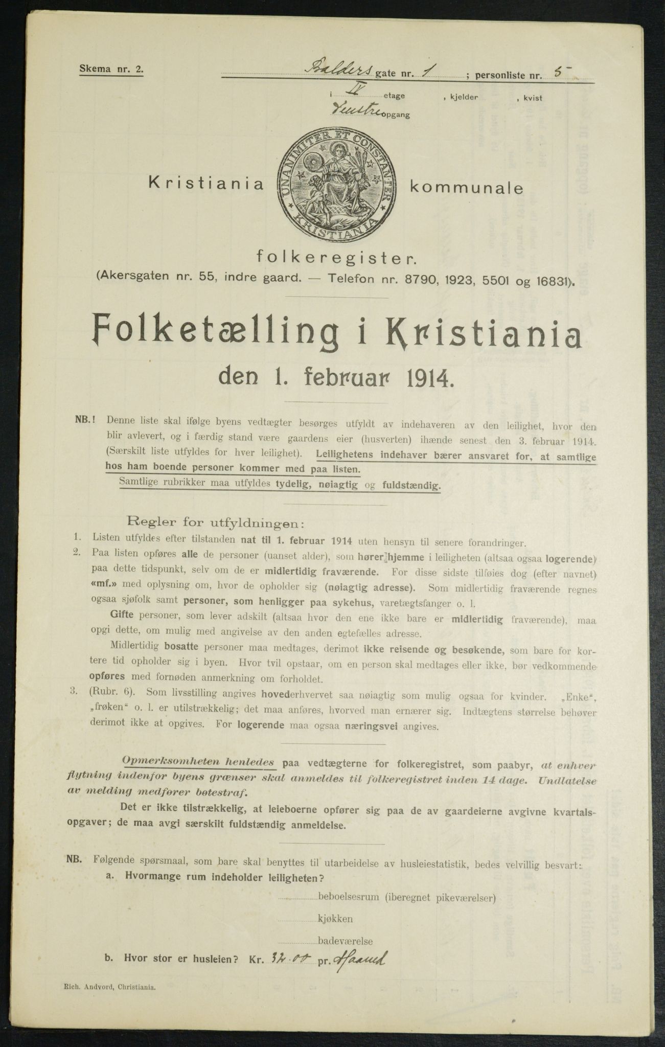 OBA, Municipal Census 1914 for Kristiania, 1914, p. 3059